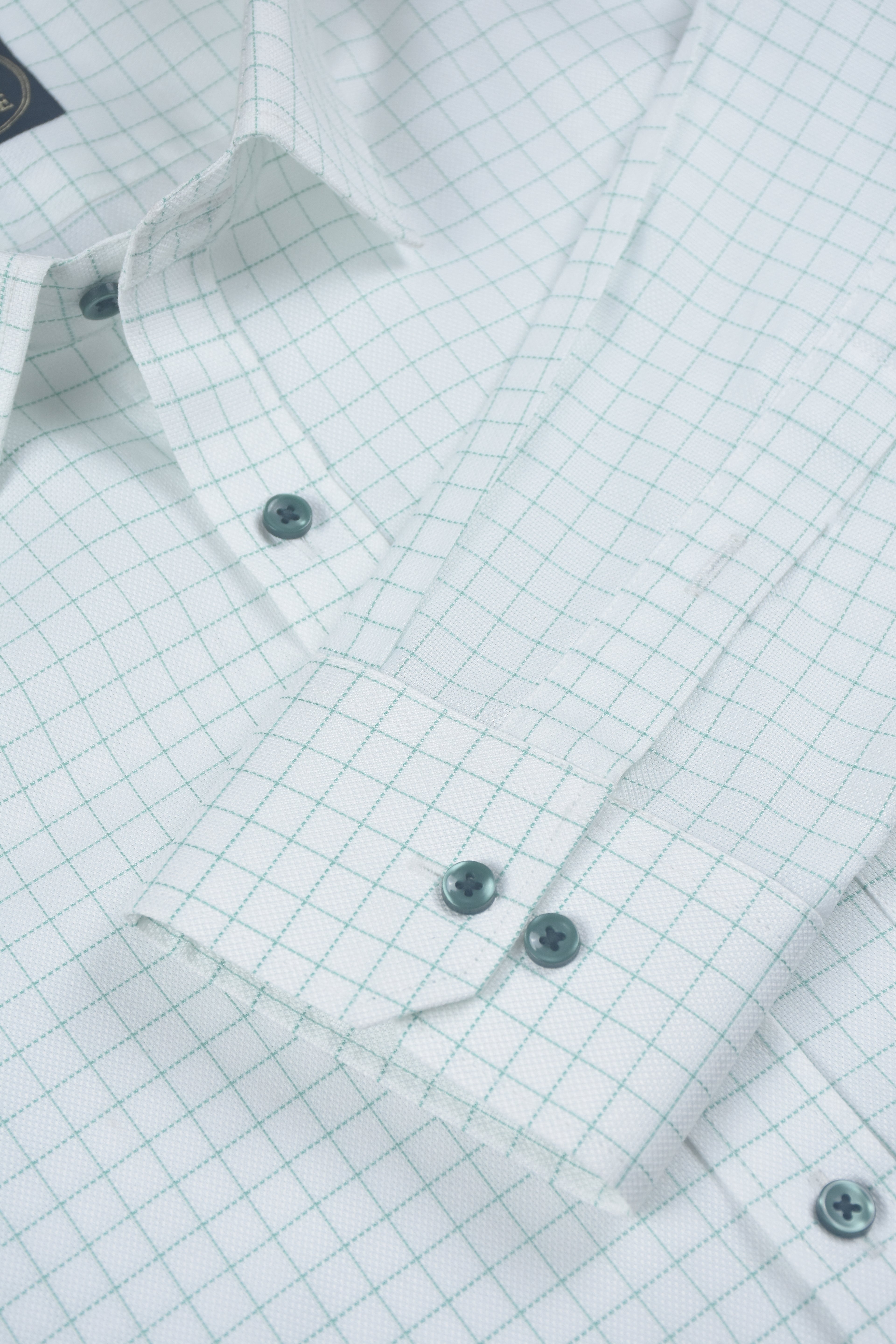 Emerald Green & White Grid-Check Shirt