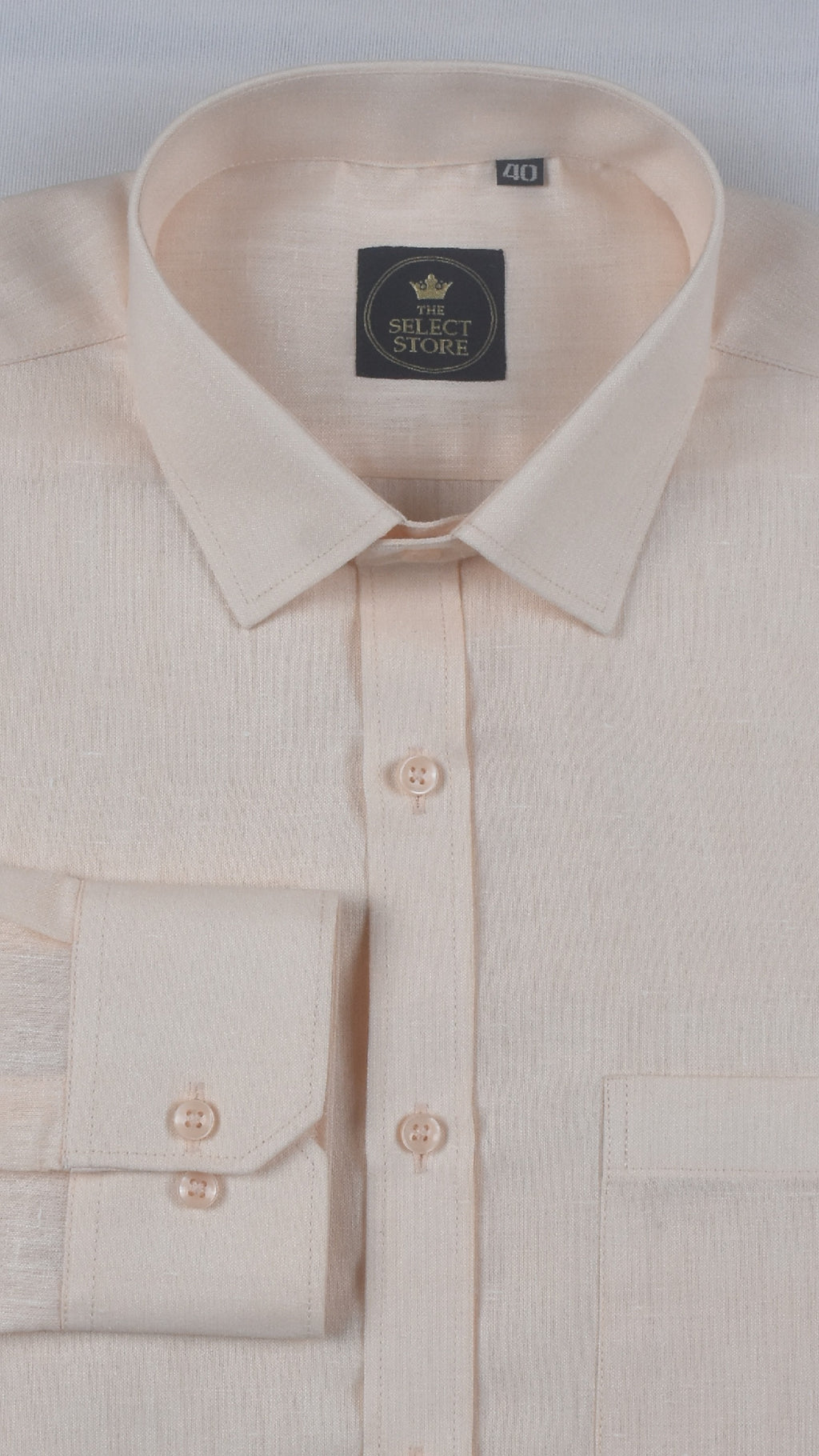 Luxury Peach Subtle-Textured Solid Premium Shirt
