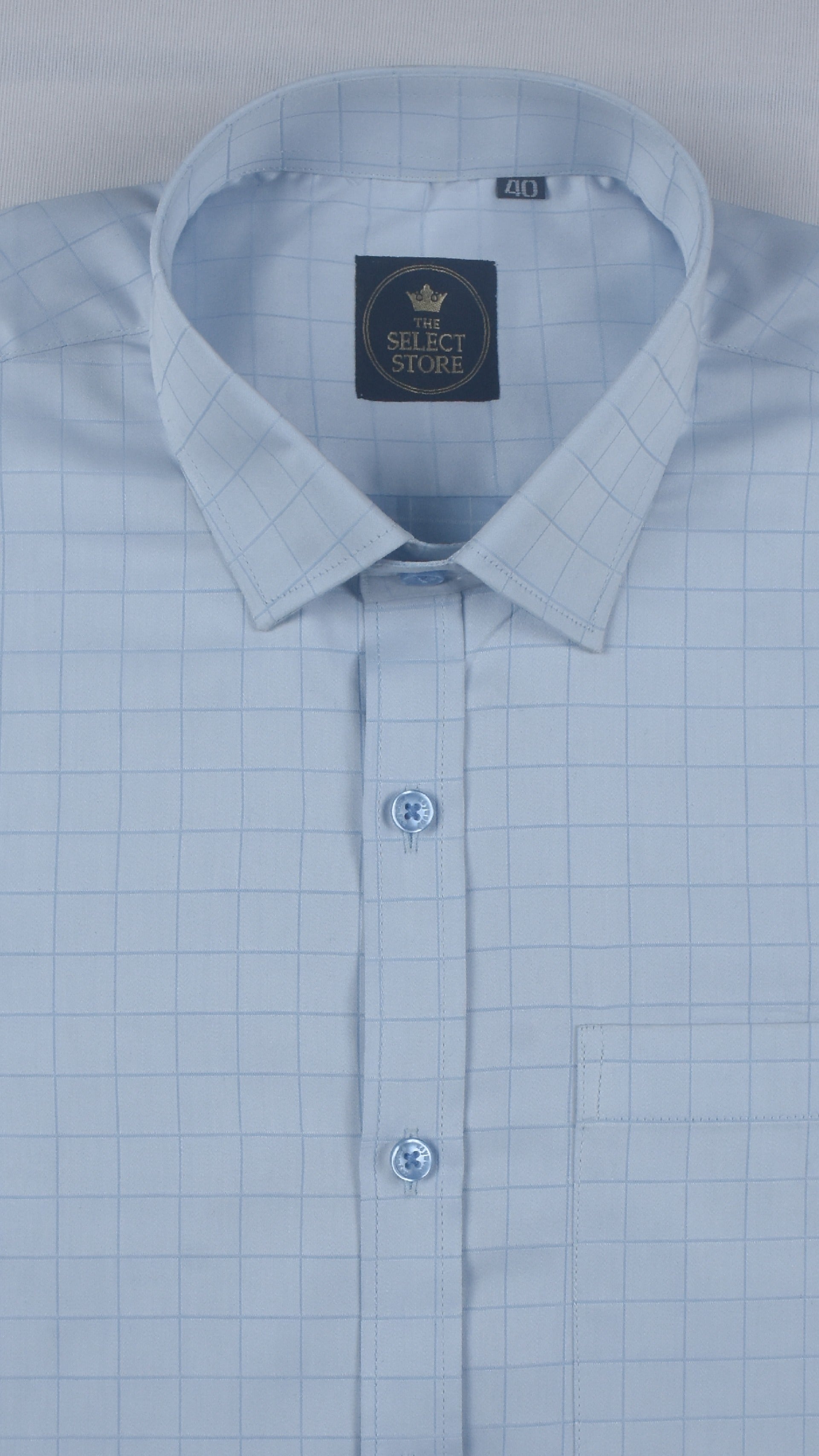 Sky Blue Small-Check Shirt