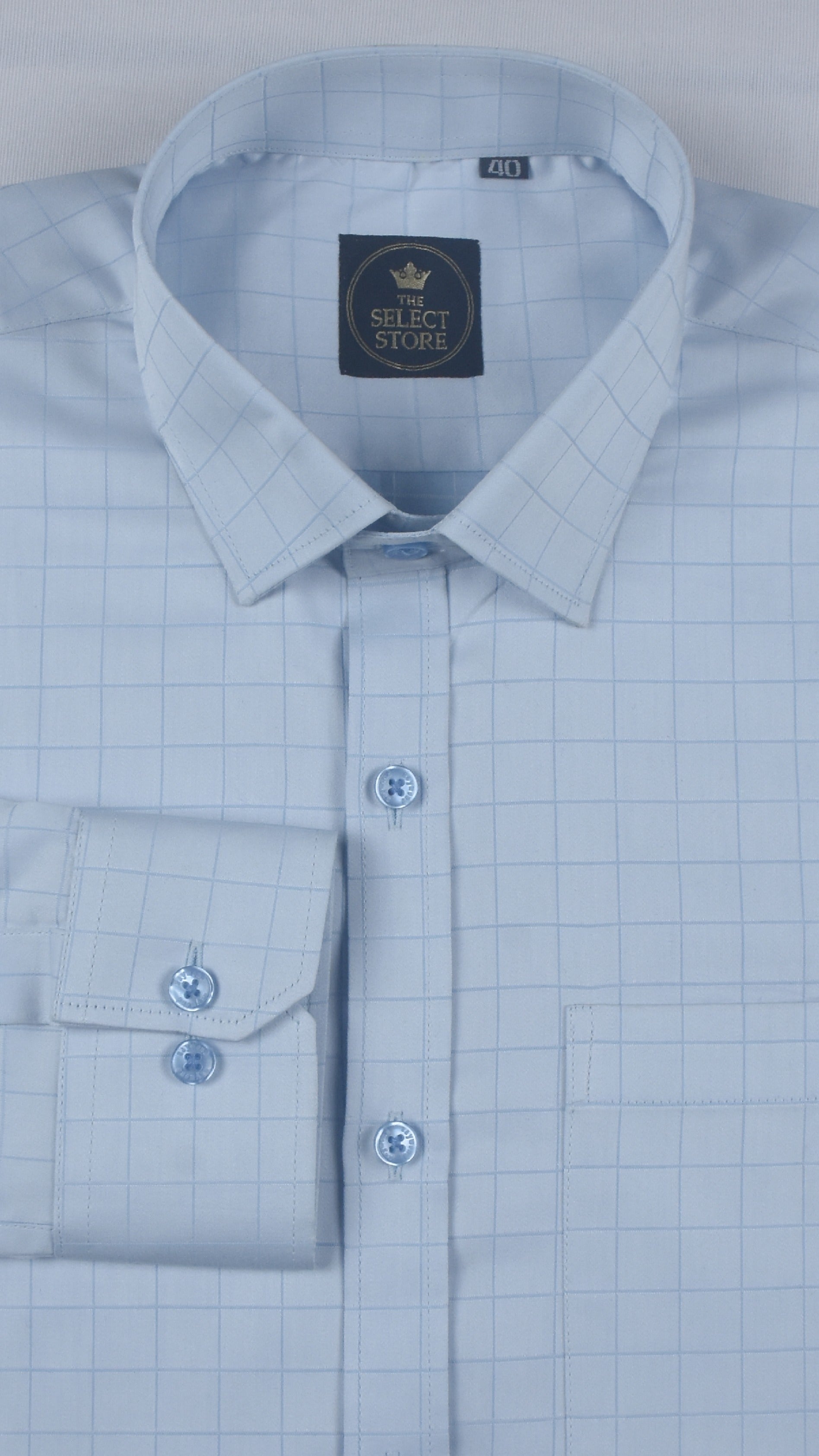 Sky Blue Small-Check Shirt