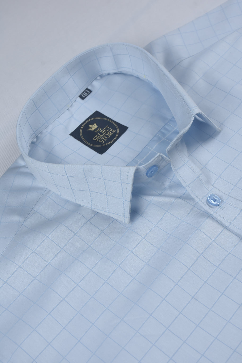 Sky Blue Small-Check Shirt