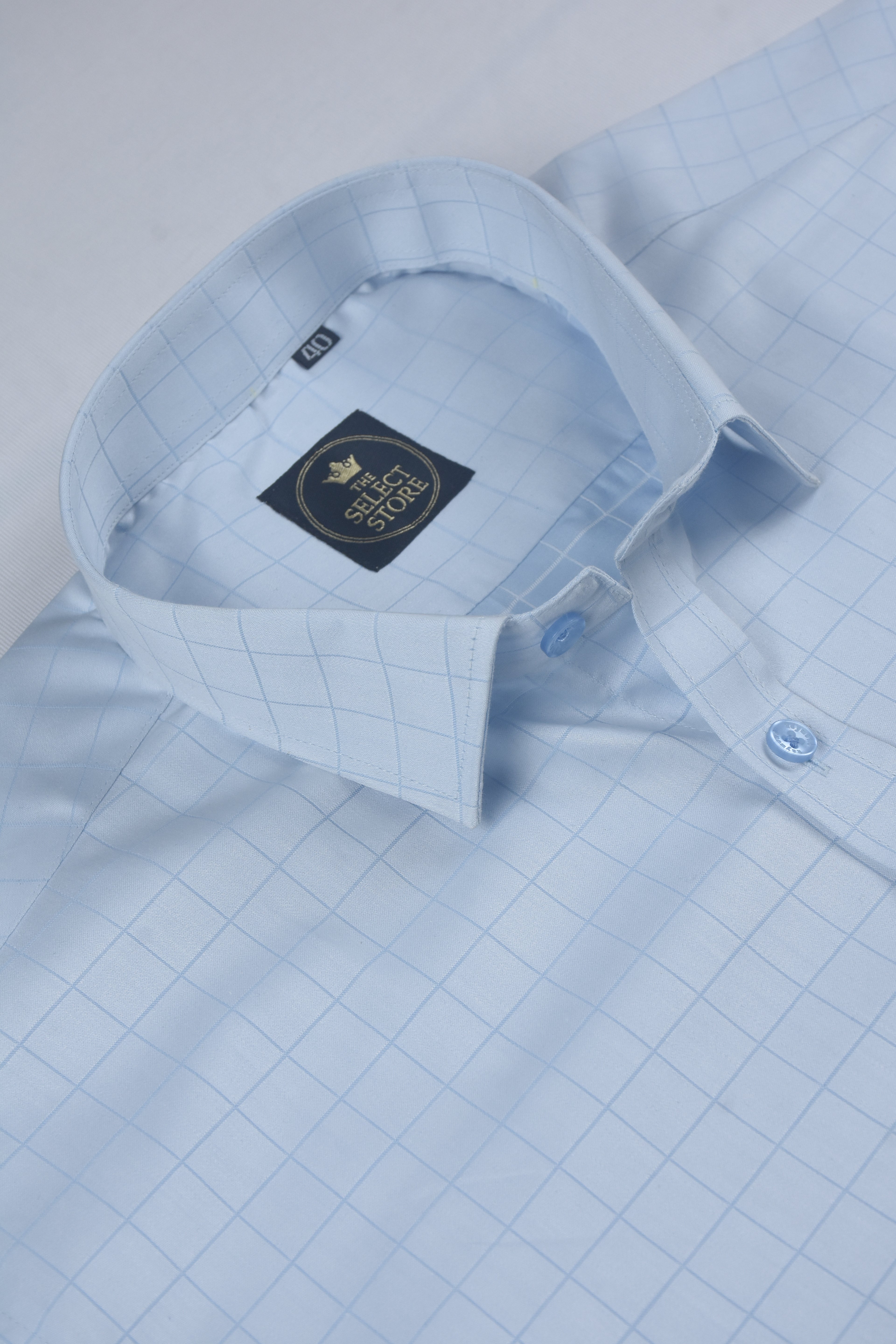 Sky Blue Small-Check Shirt