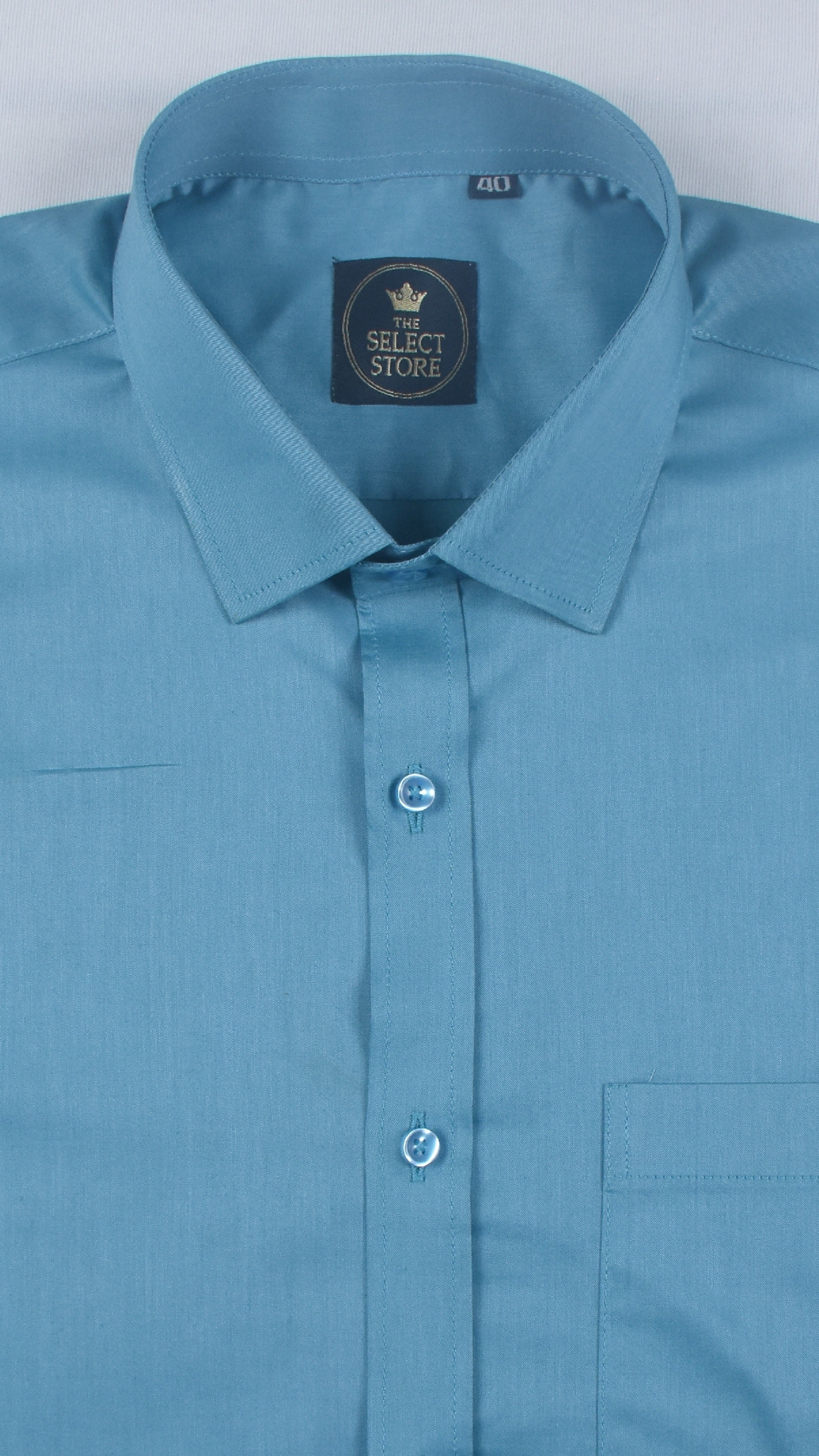 Peacock Blue Solid Tresca Shirt
