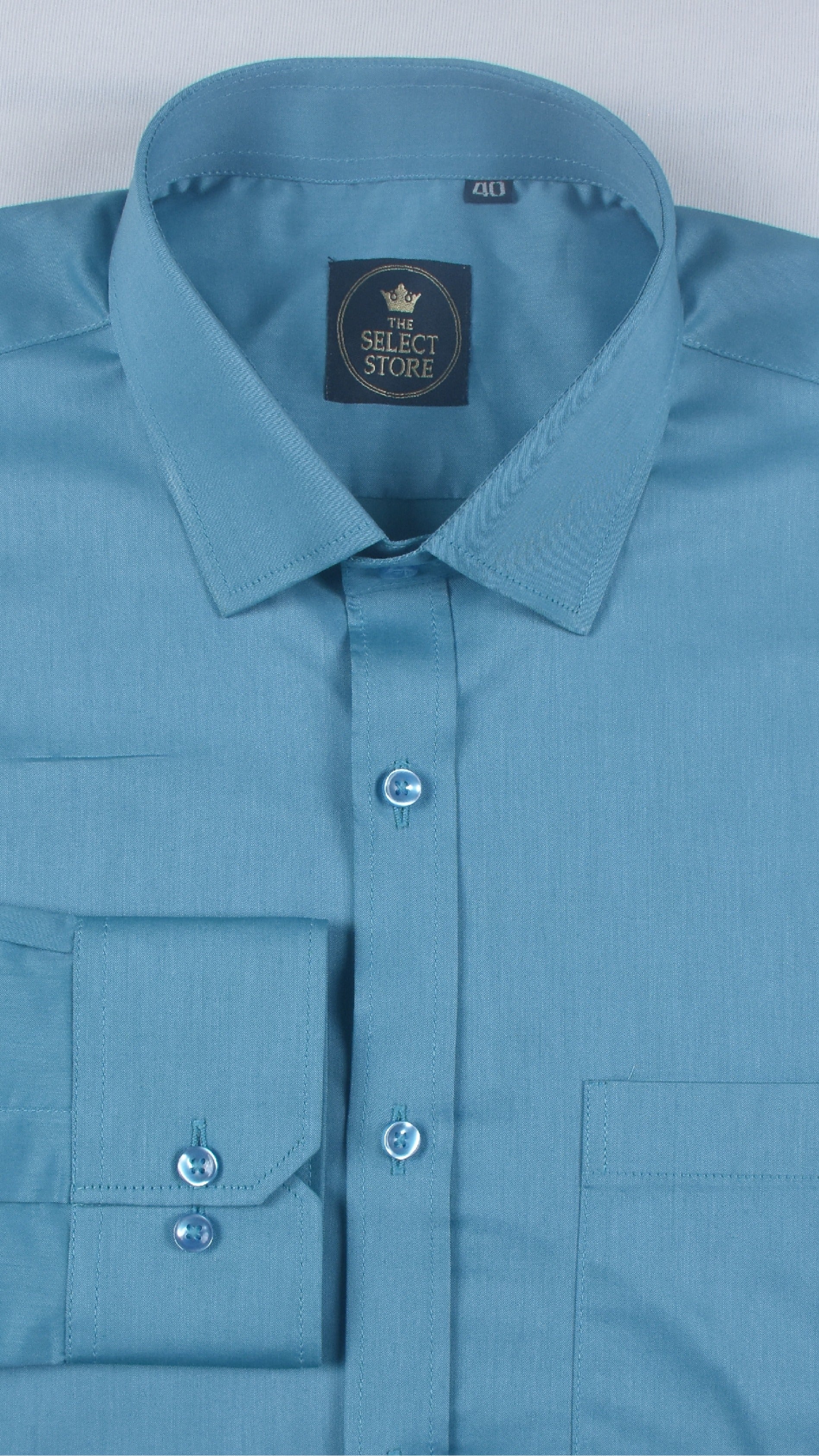Peacock Blue Solid Tresca Shirt