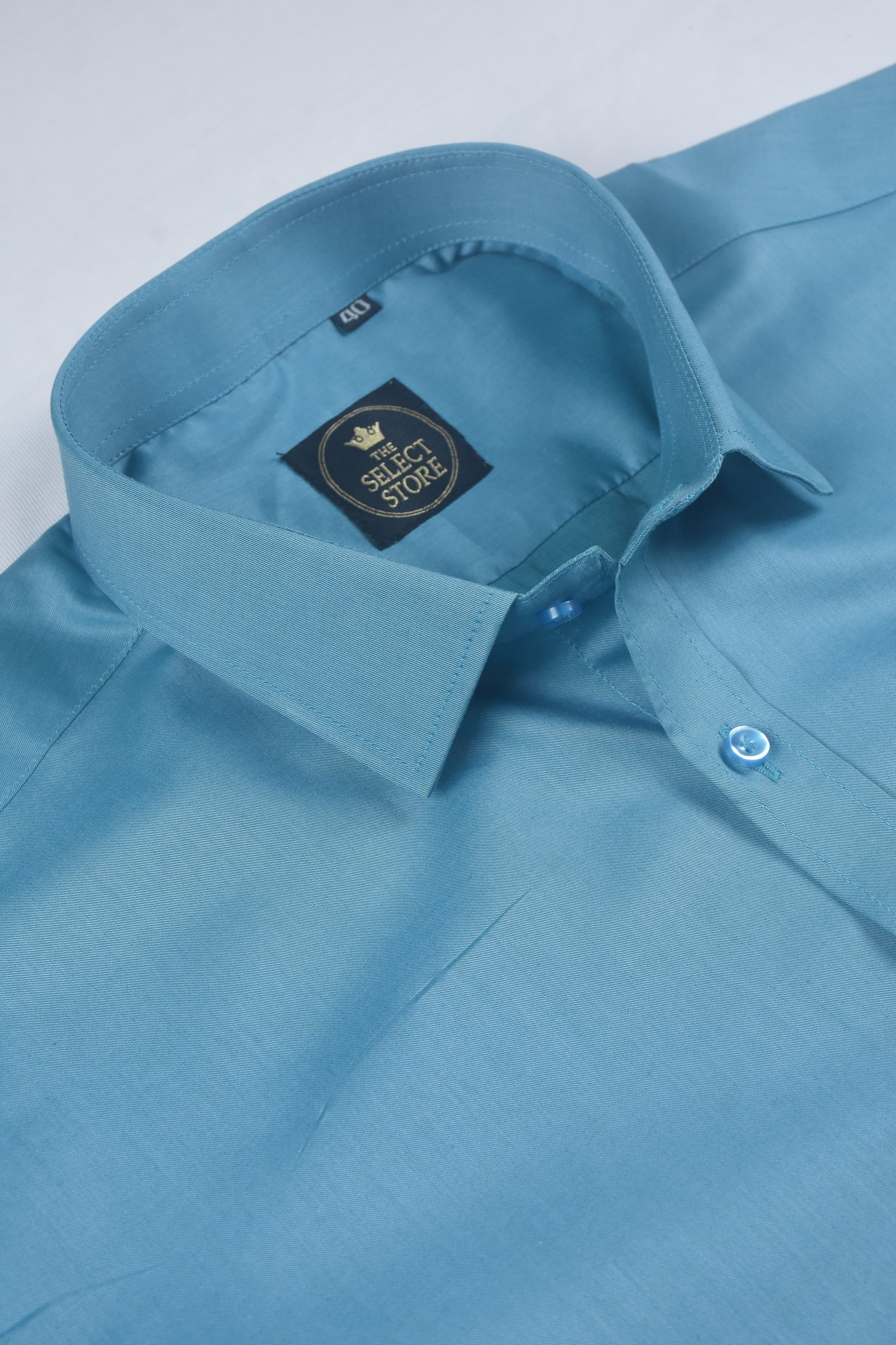 Peacock Blue Solid Tresca Shirt