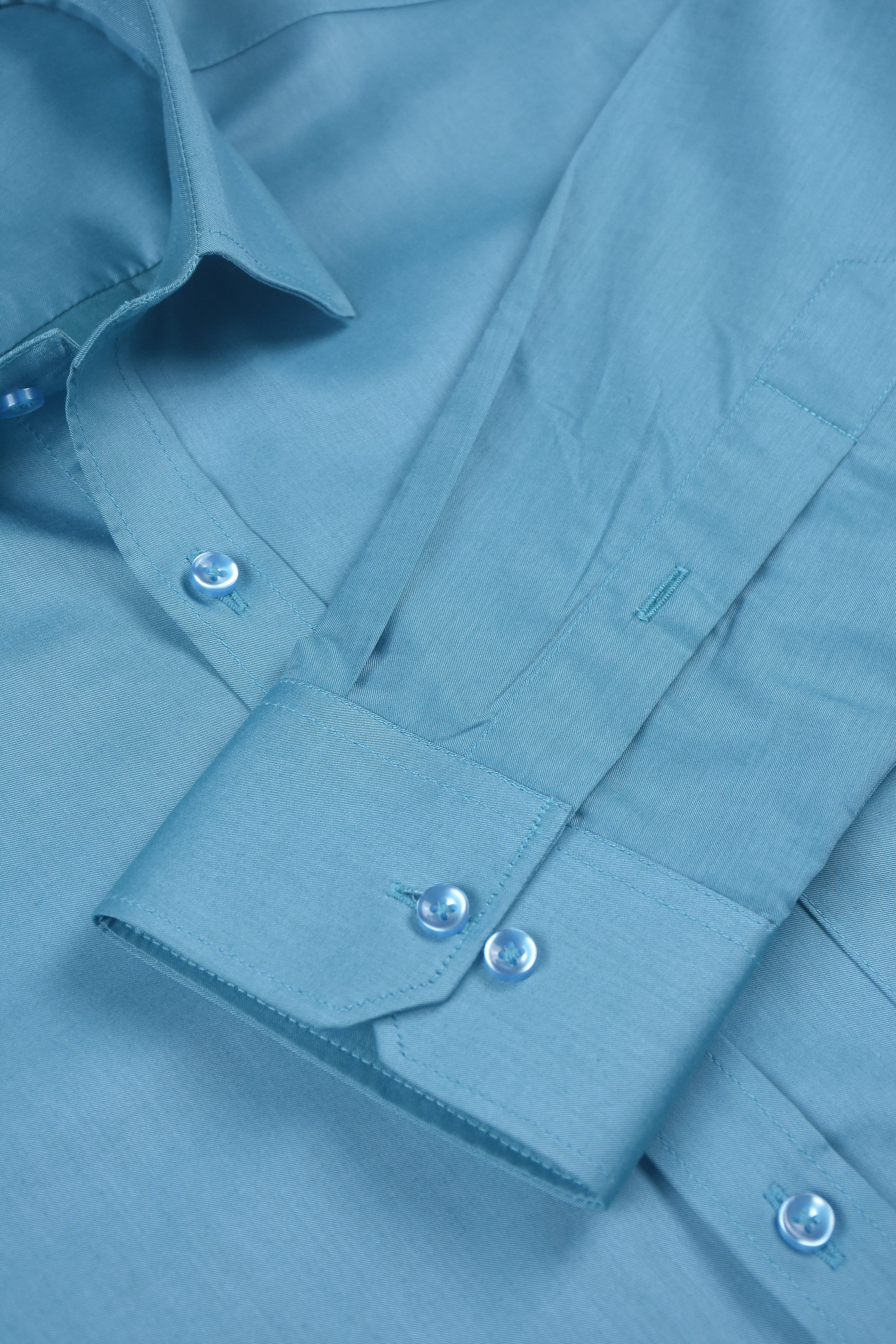Peacock Blue Solid Tresca Shirt