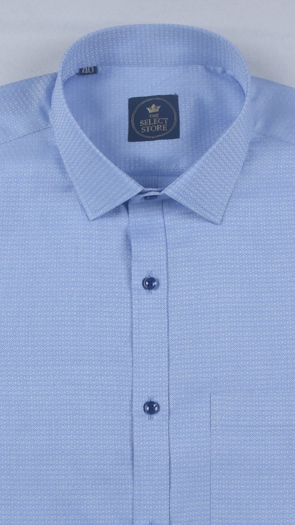 Intricate White Diamond Micro-Pattern Sky-Blue Shirt