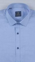 Intricate White Diamond Micro-Pattern Sky-Blue Shirt