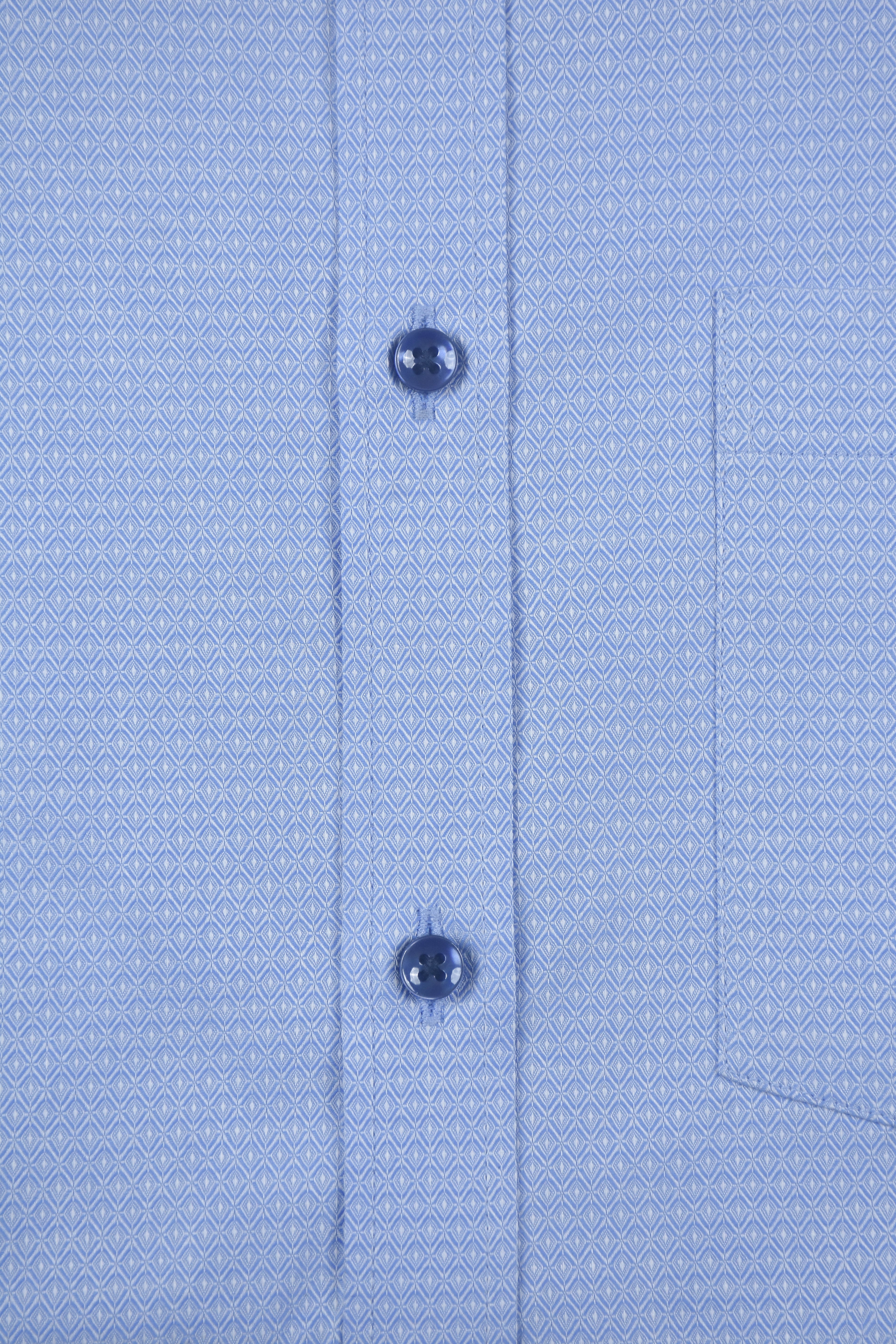Intricate White Diamond Micro-Pattern Sky-Blue Shirt