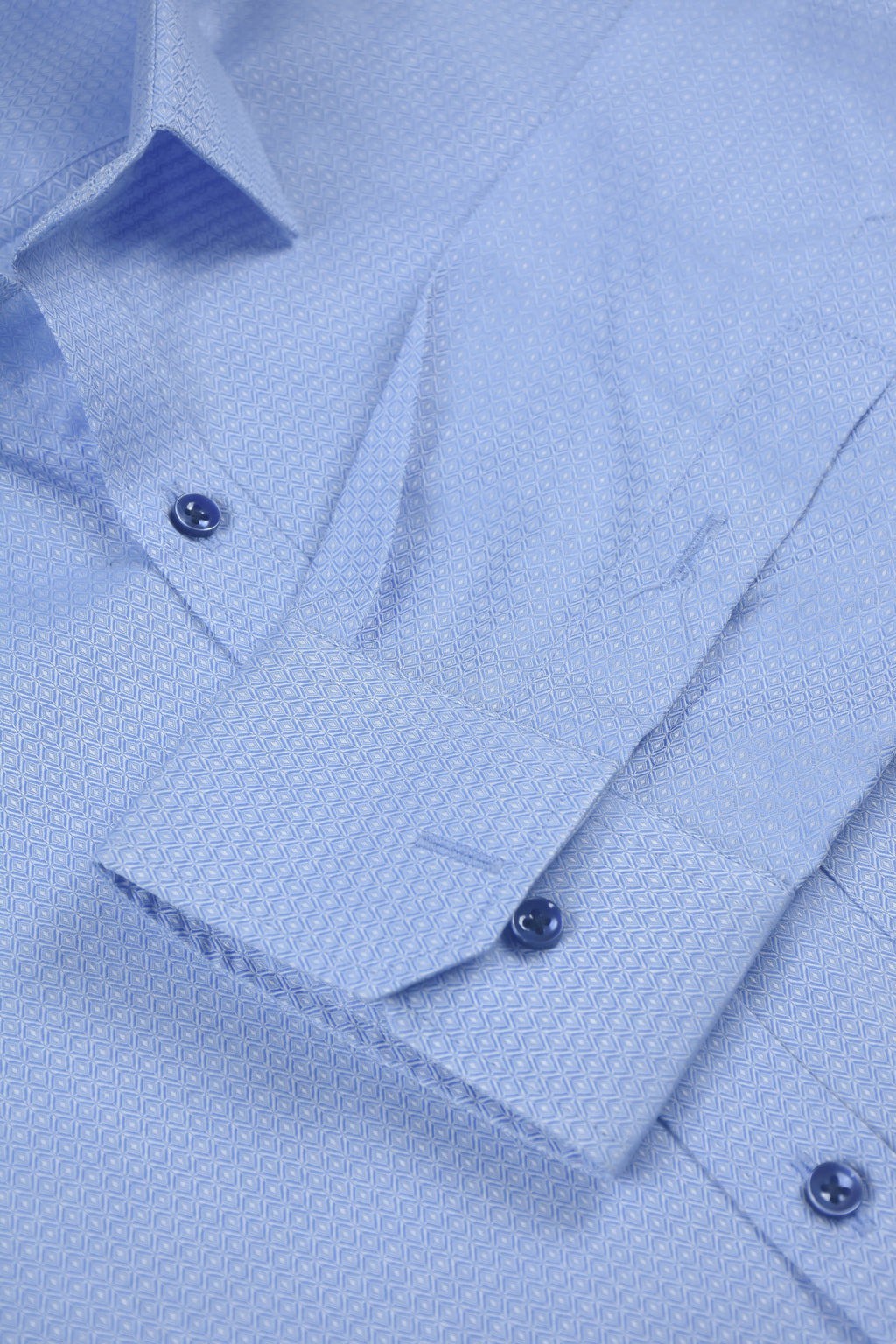 Intricate White Diamond Micro-Pattern Sky-Blue Shirt