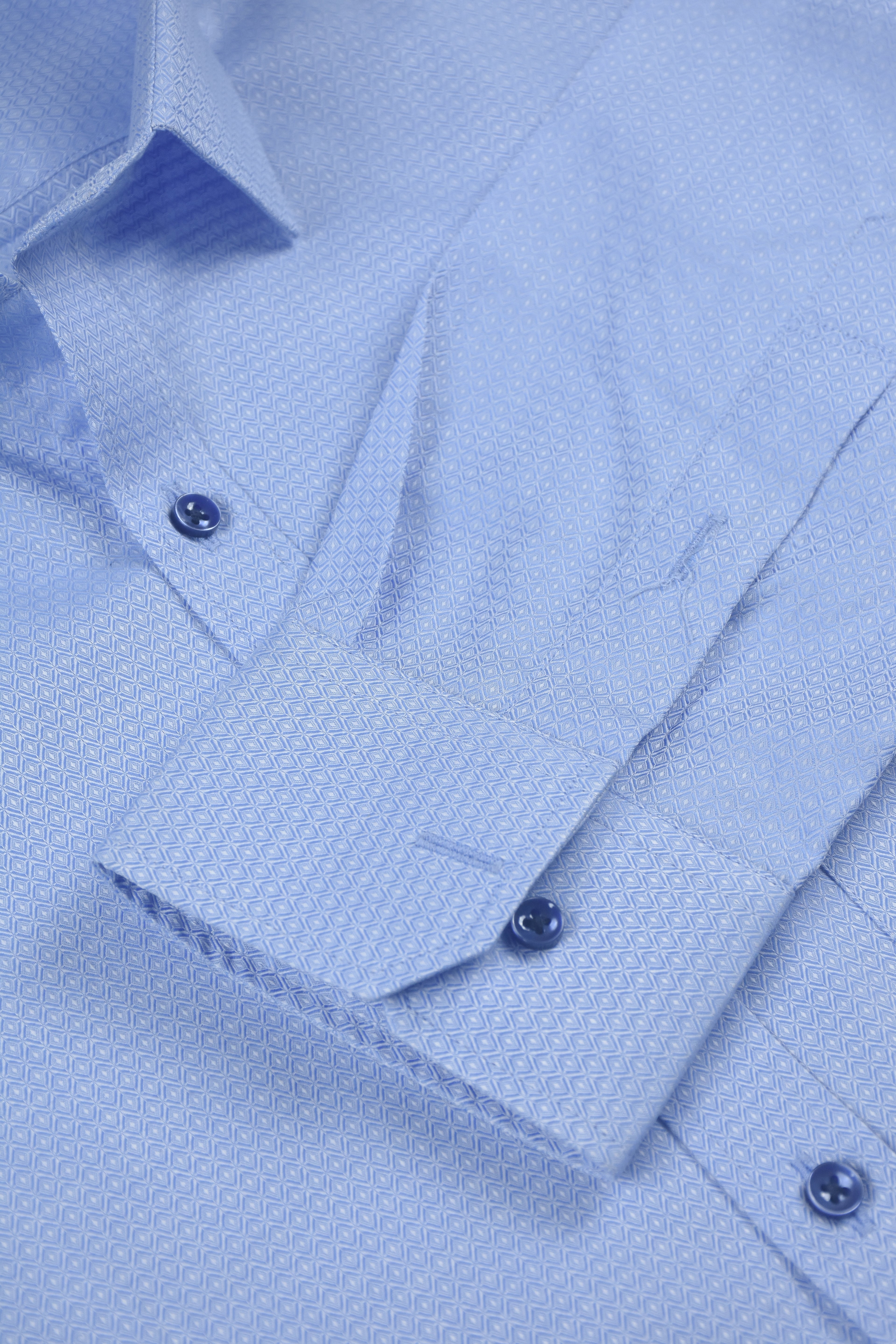 Intricate White Diamond Micro-Pattern Sky-Blue Shirt