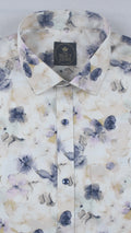 Lavender and Slate Floral Bloom Off-White Shirt