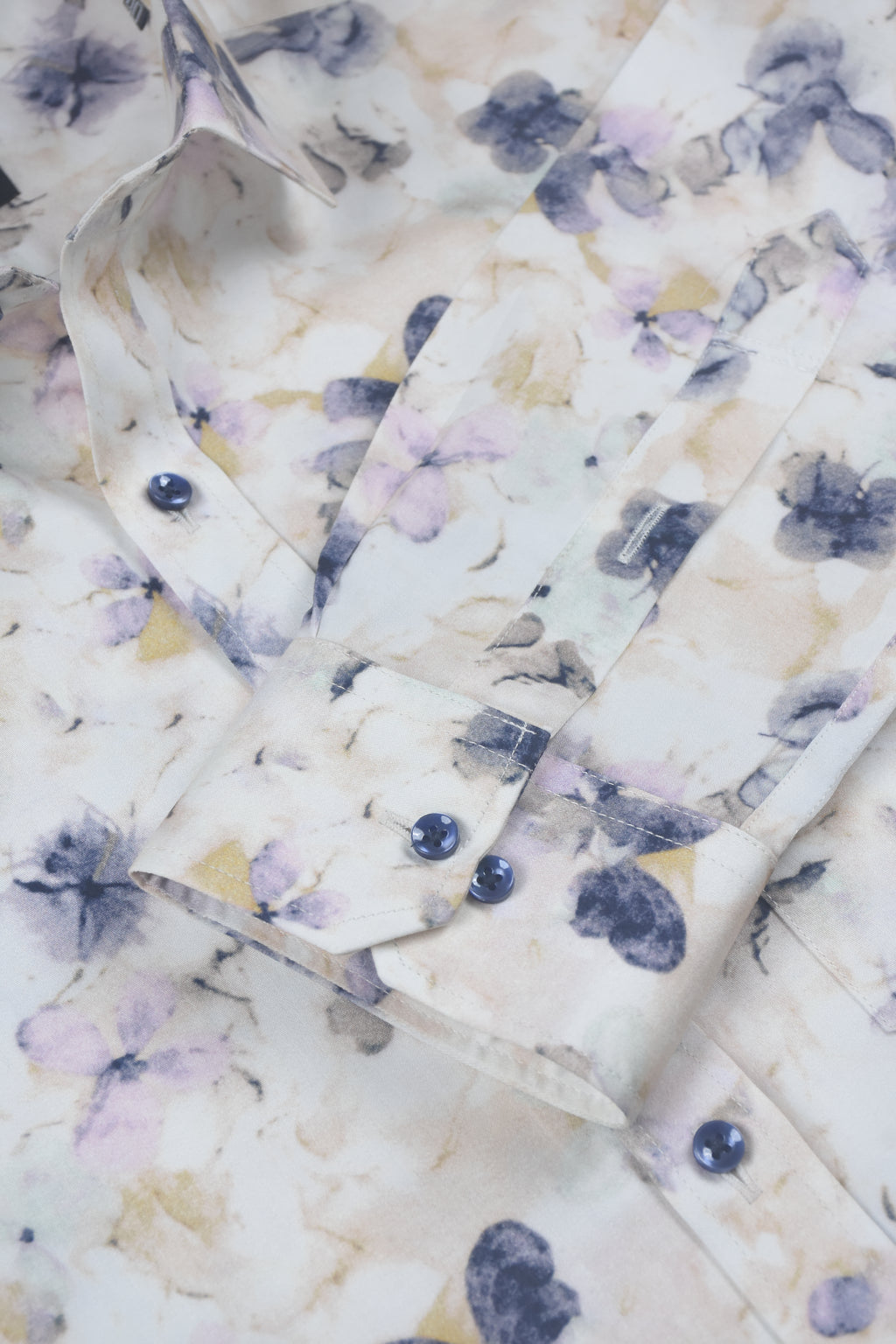 Lavender and Slate Floral Bloom Off-White Shirt