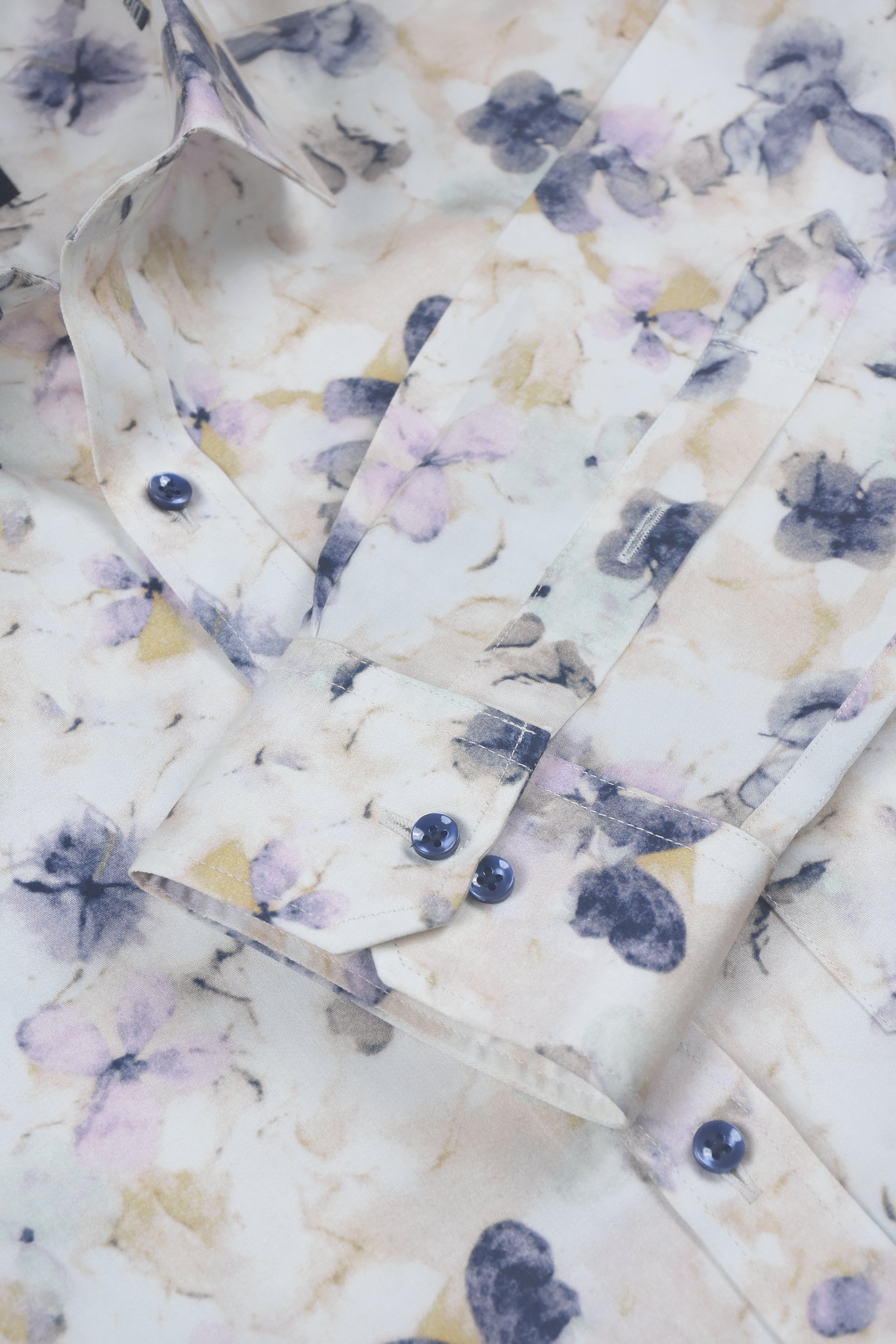 Lavender and Slate Floral Bloom Off-White Shirt