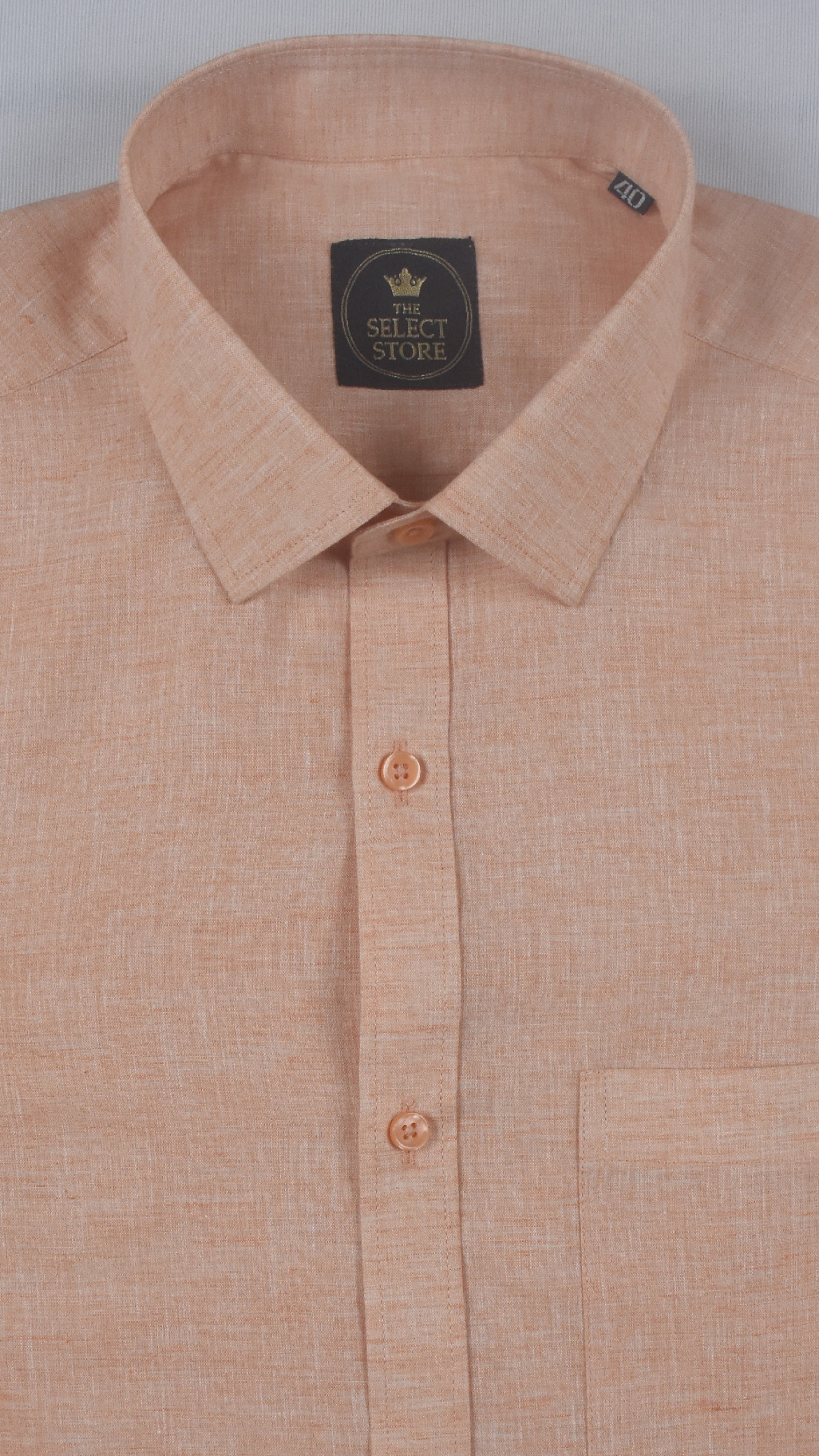 Premium Peach Heathered Solid Cotton Shirt