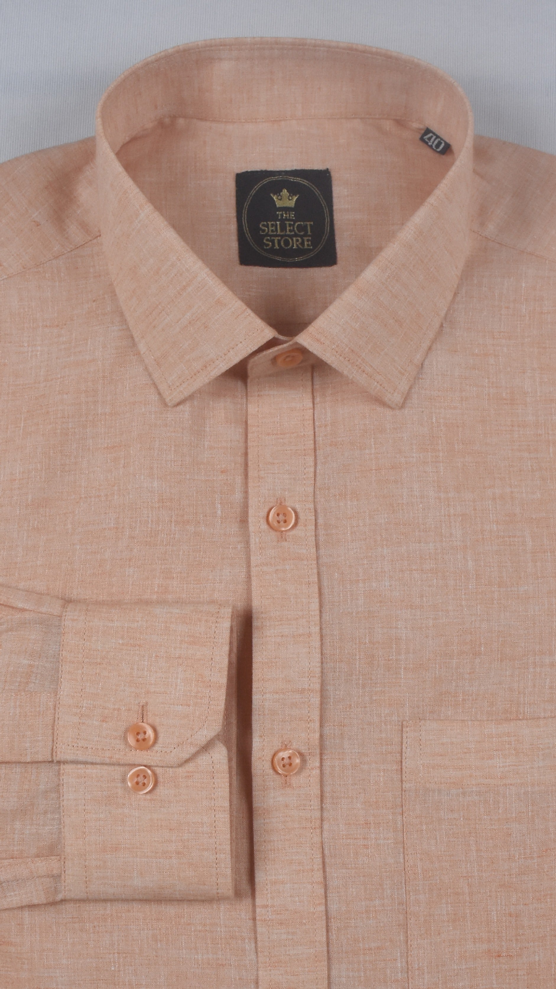 Premium Peach Heathered Solid Cotton Shirt