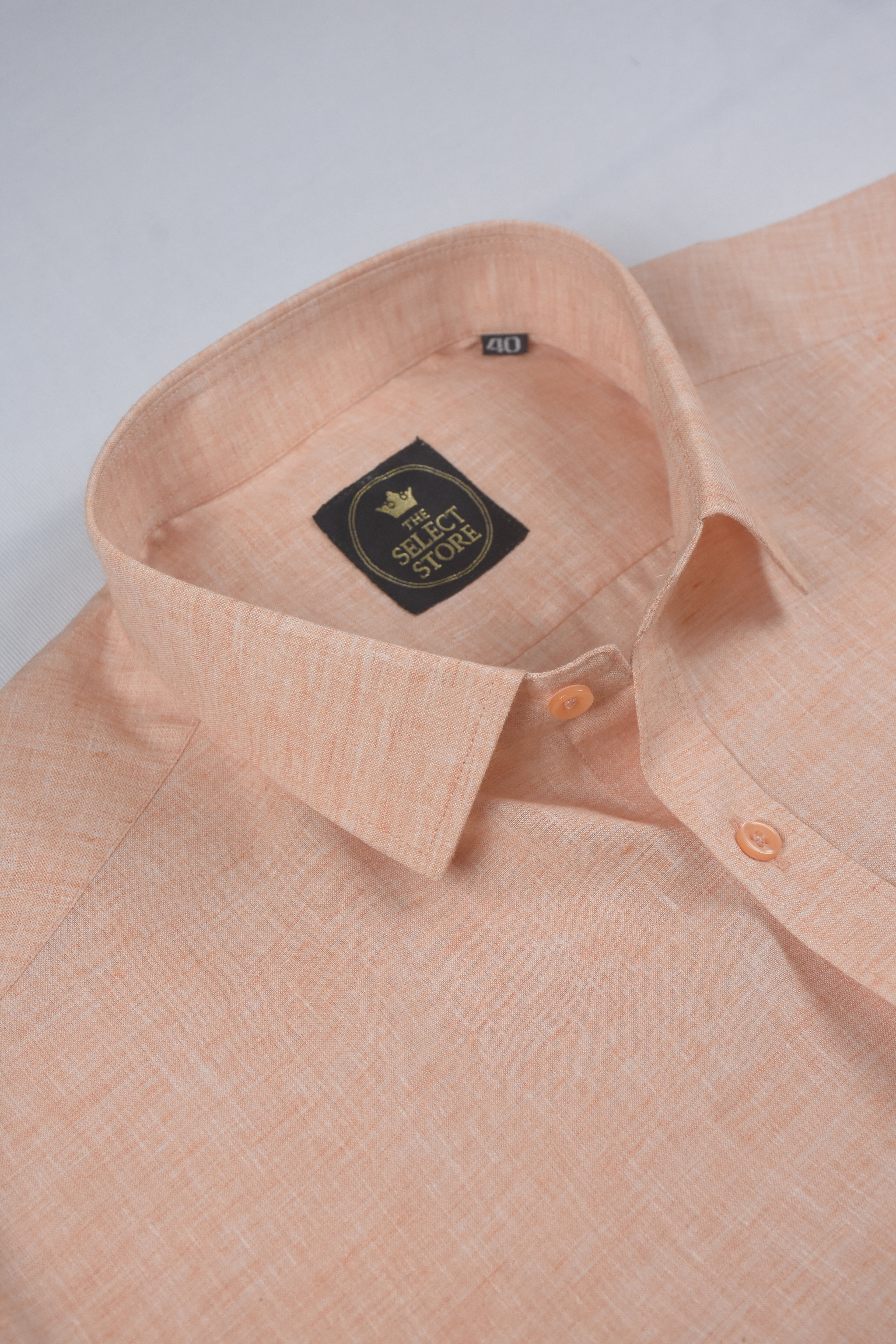 Premium Peach Heathered Solid Cotton Shirt