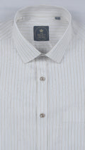 Fine Slate Grey Vertical Pinstripes Off-White Shirt