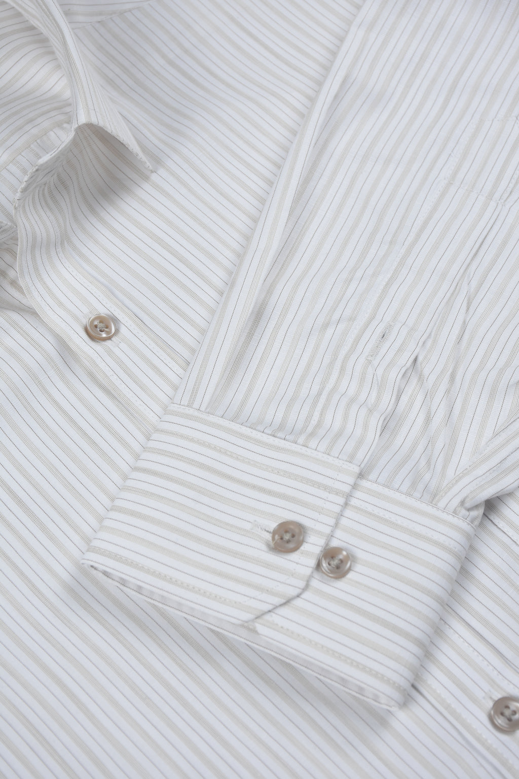 Fine Slate Grey Vertical Pinstripes Off-White Shirt