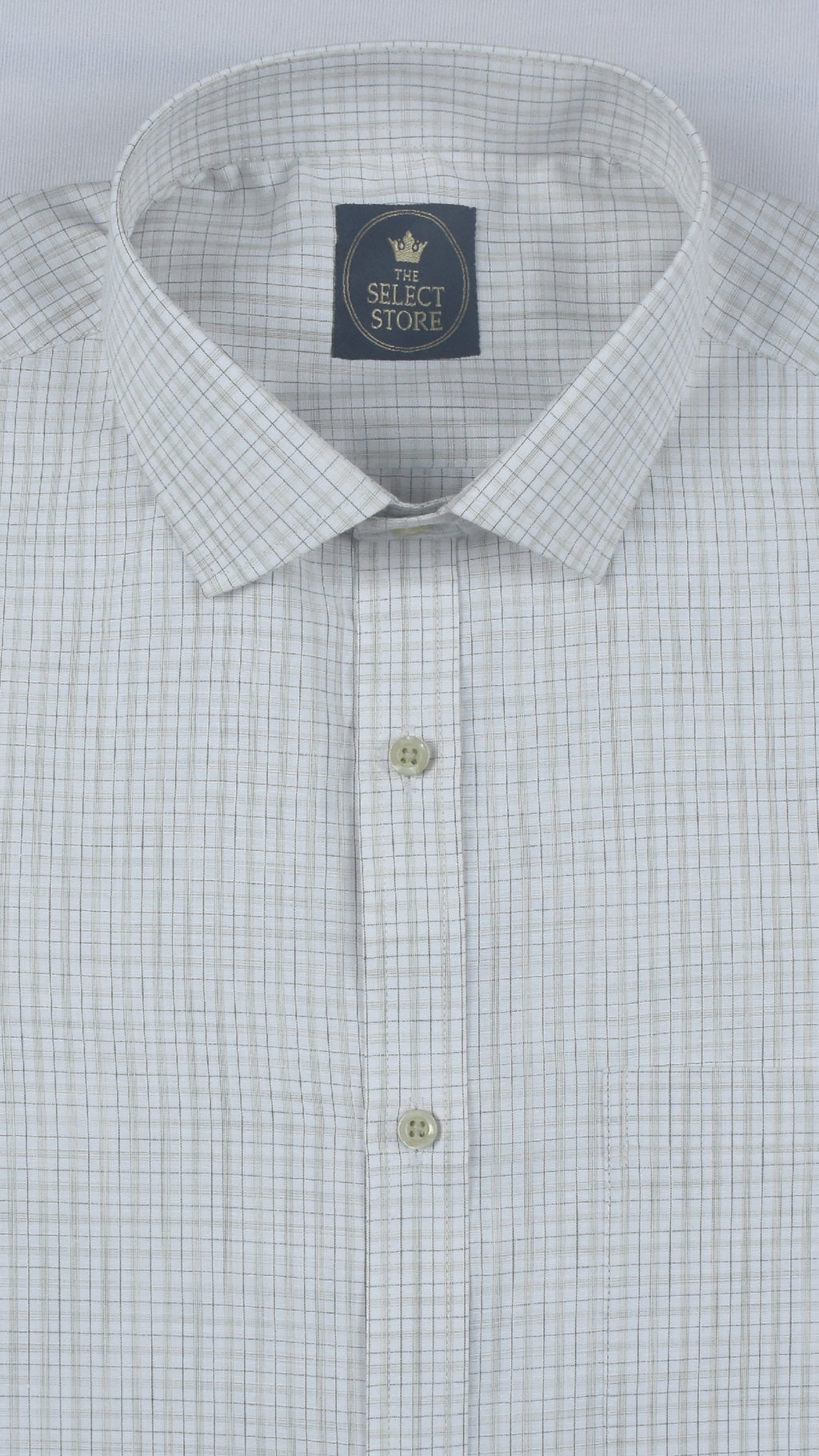 Slate Grey Micro-Grid Checks Off-White Shirt