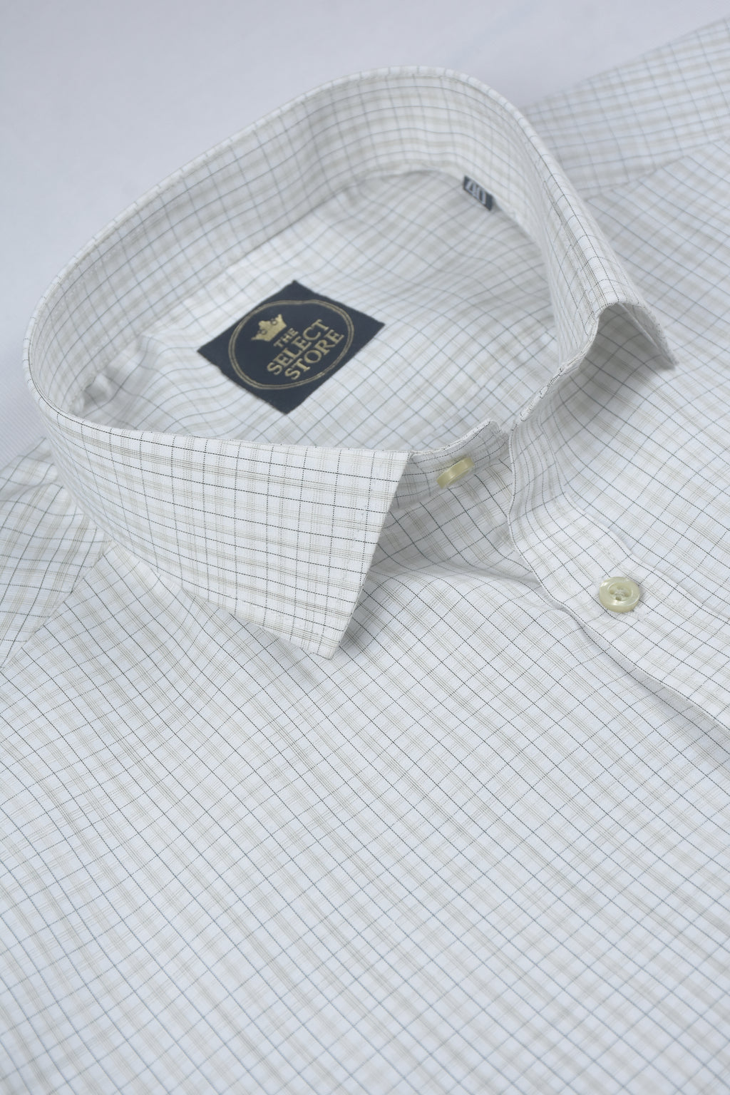 Slate Grey Micro-Grid Checks Off-White Shirt
