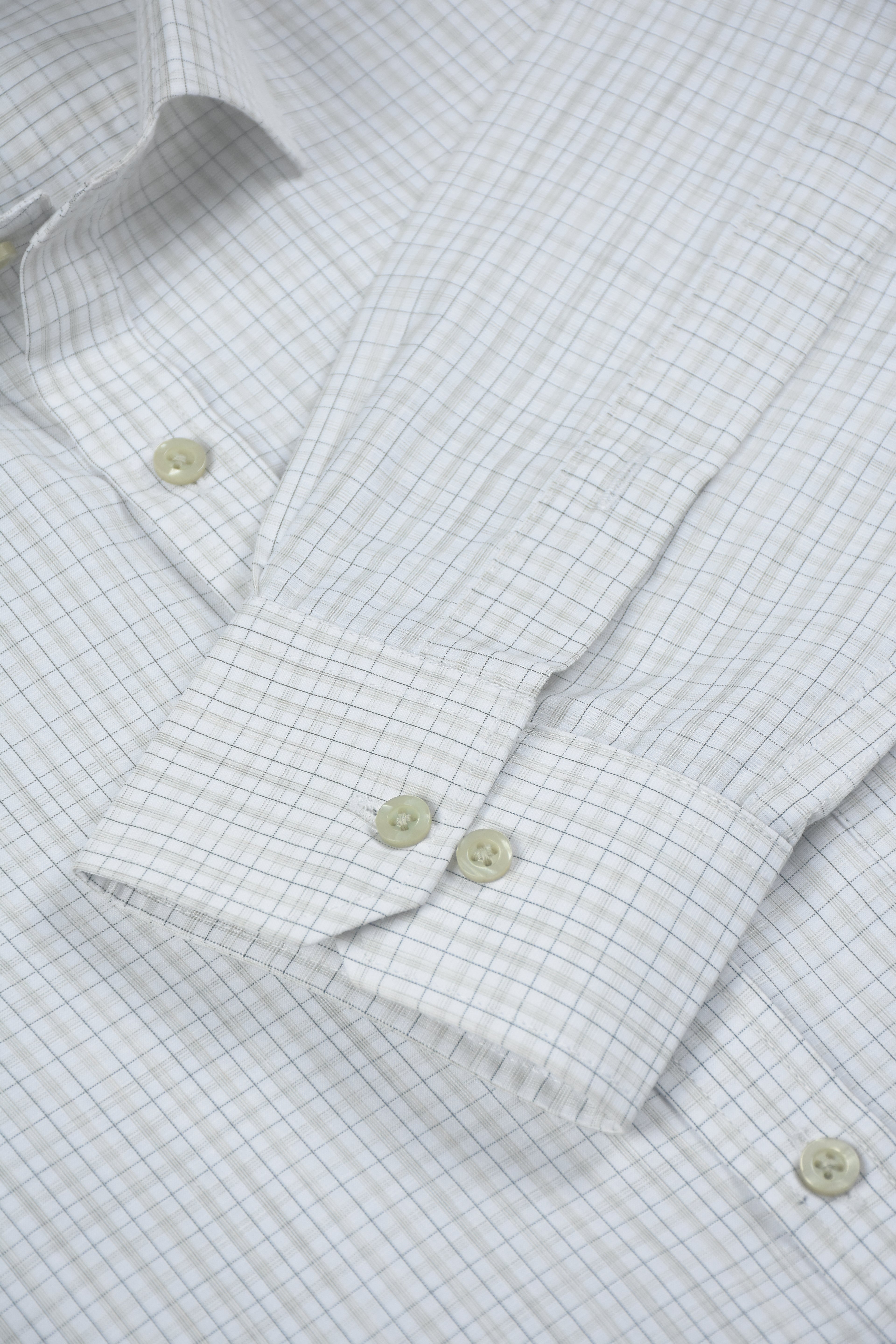 Slate Grey Micro-Grid Checks Off-White Shirt