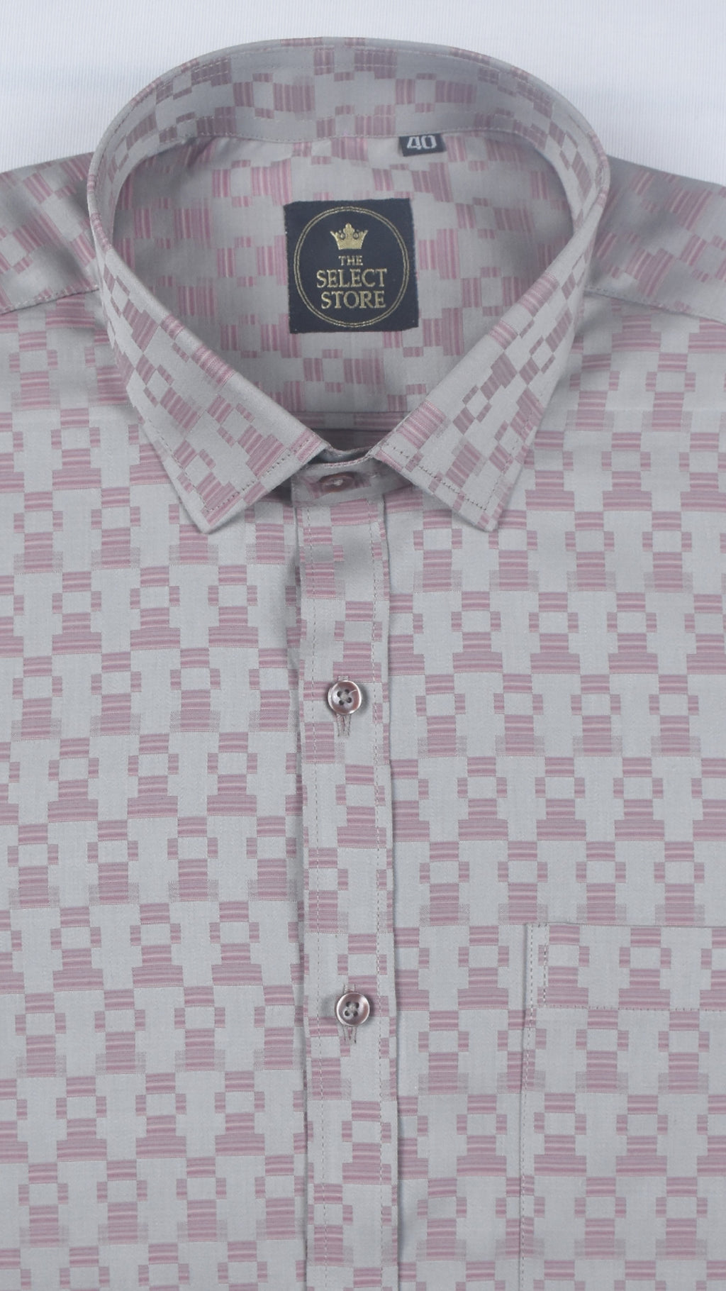 Pink Mosaic Checks Grey Shirt