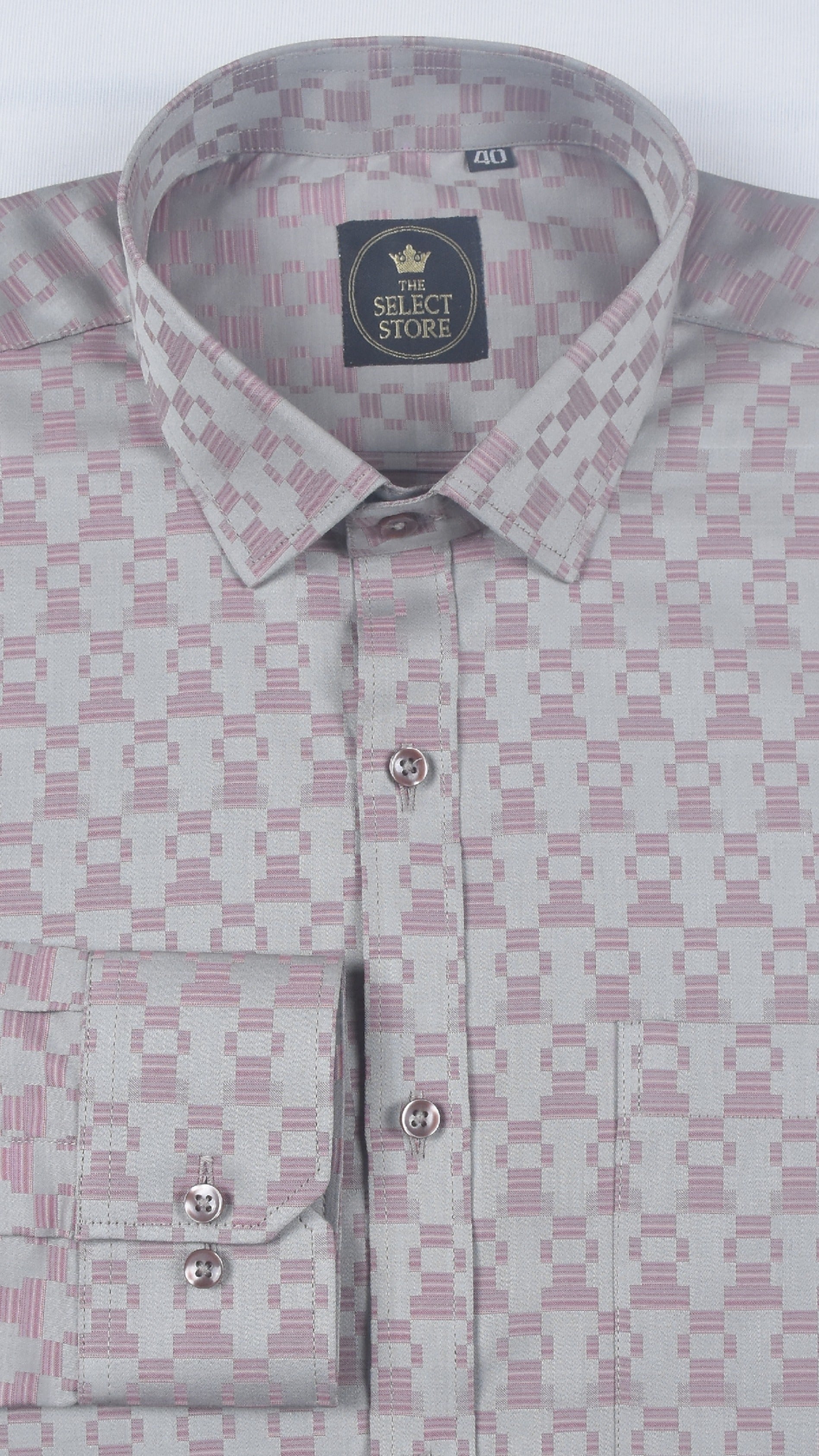 Pink Mosaic Checks Grey Shirt