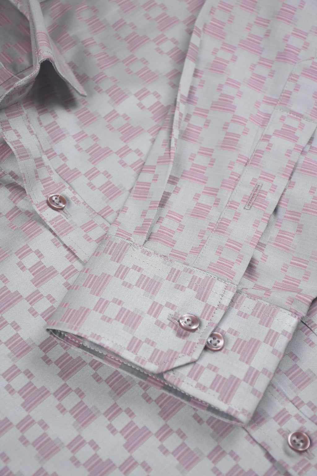 Pink Mosaic Checks Grey Shirt