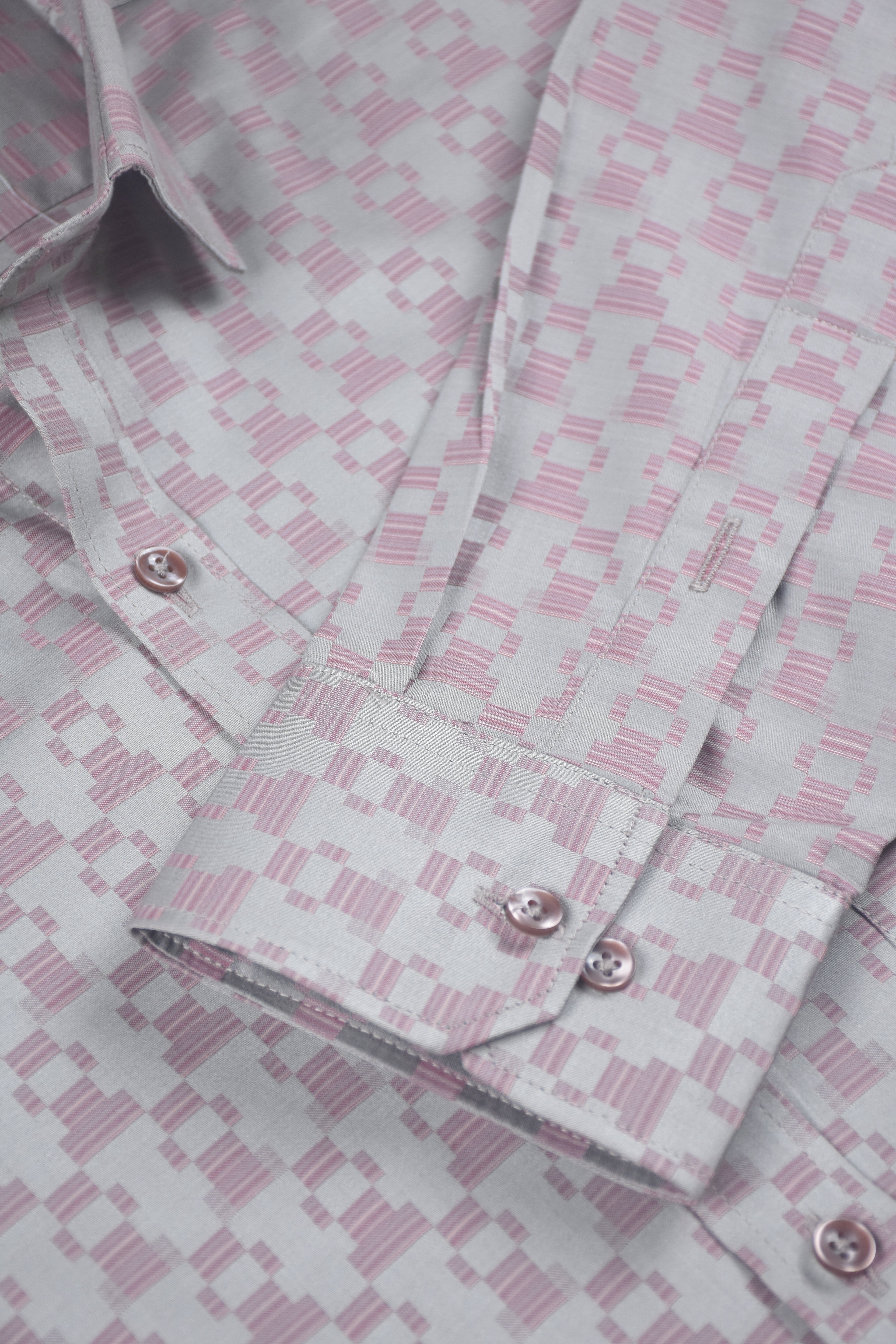 Pink Mosaic Checks Grey Shirt