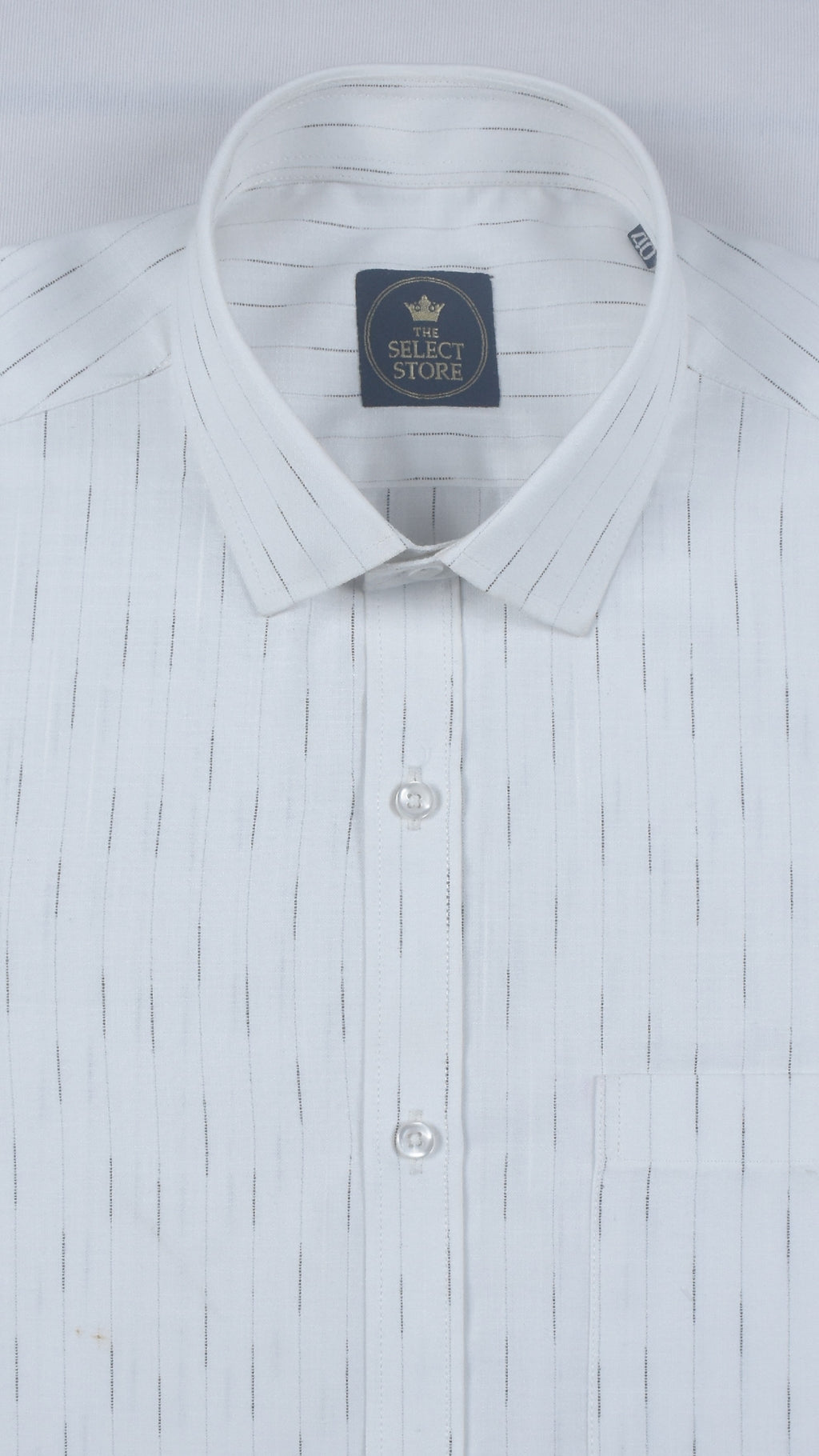 Premium White Shirt with Fine Black Vertical Pinstripes