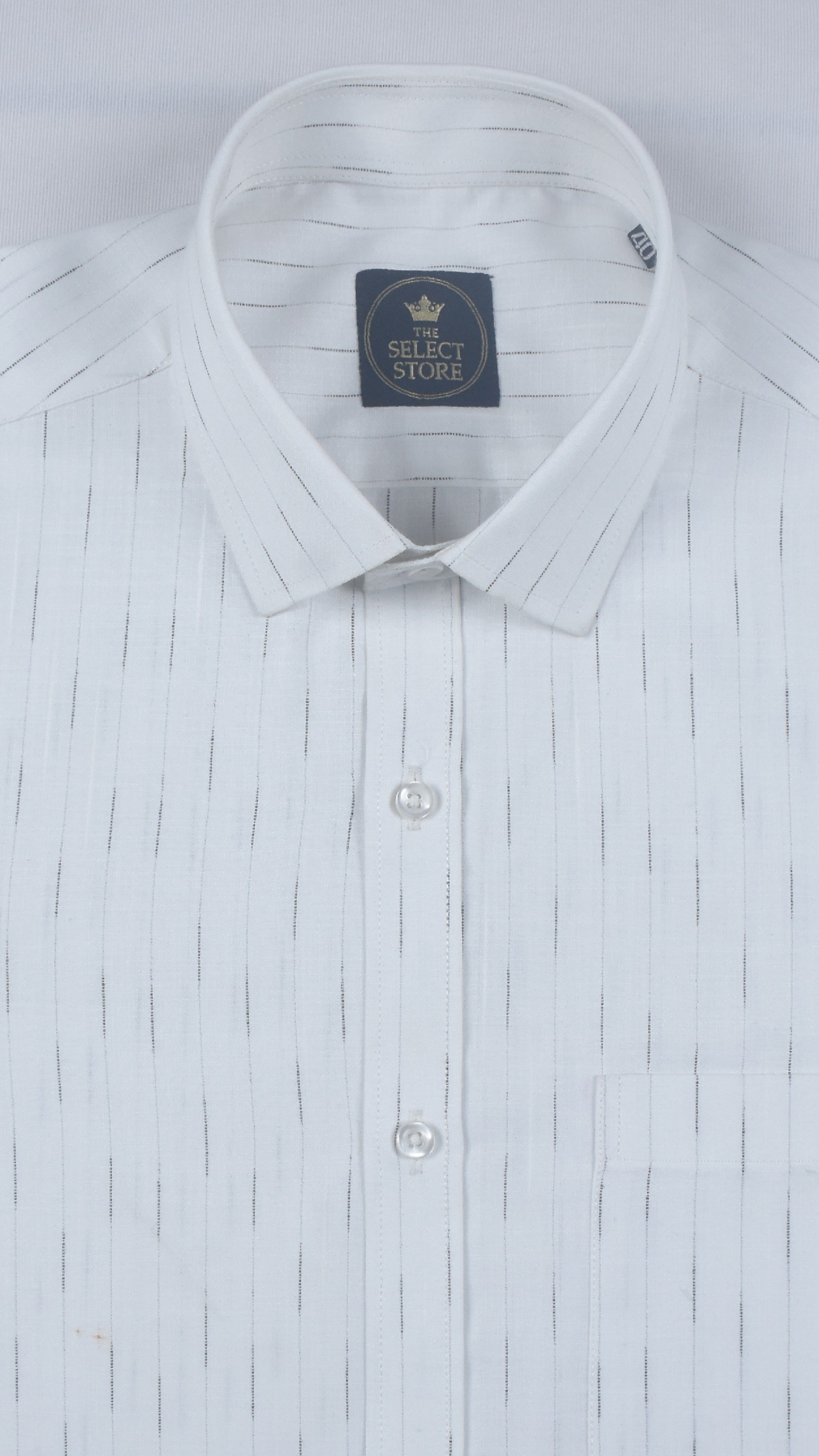 Premium White Shirt with Fine Black Vertical Pinstripes