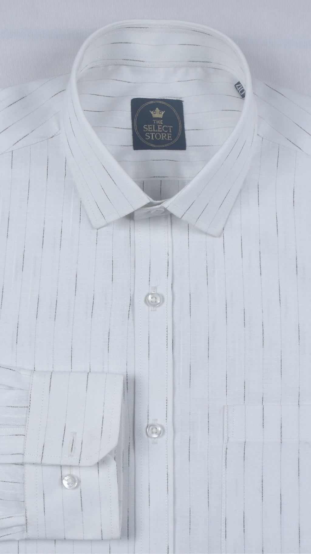 Premium White Shirt with Fine Black Vertical Pinstripes
