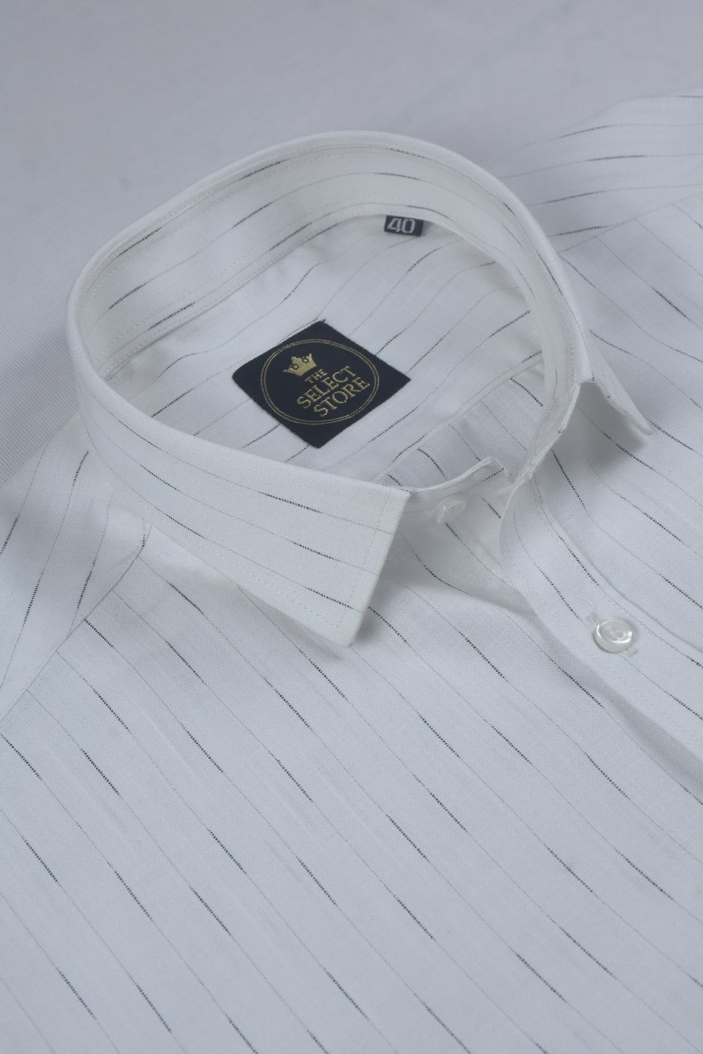 Premium White Shirt with Fine Black Vertical Pinstripes