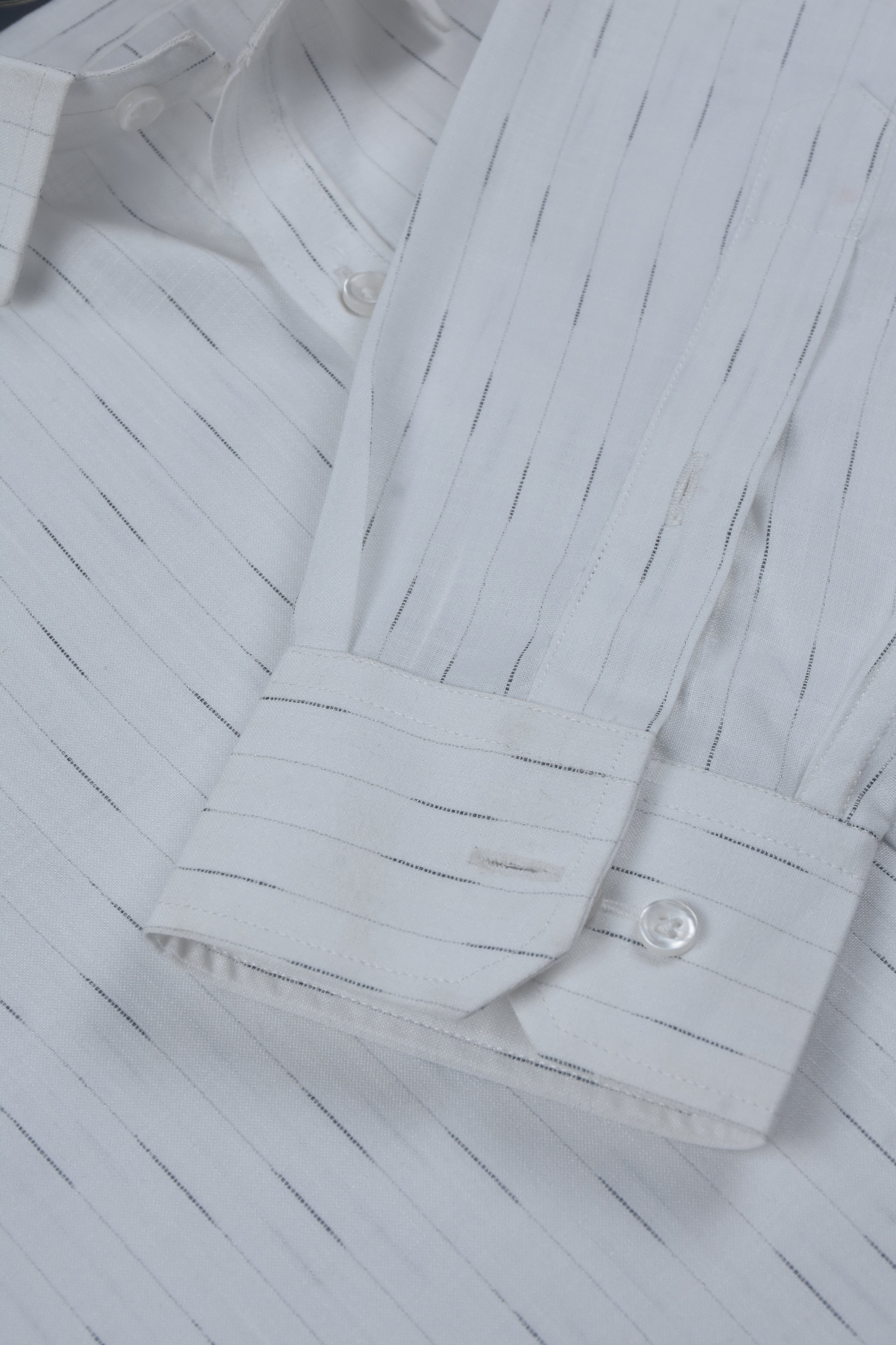Premium White Shirt with Fine Black Vertical Pinstripes