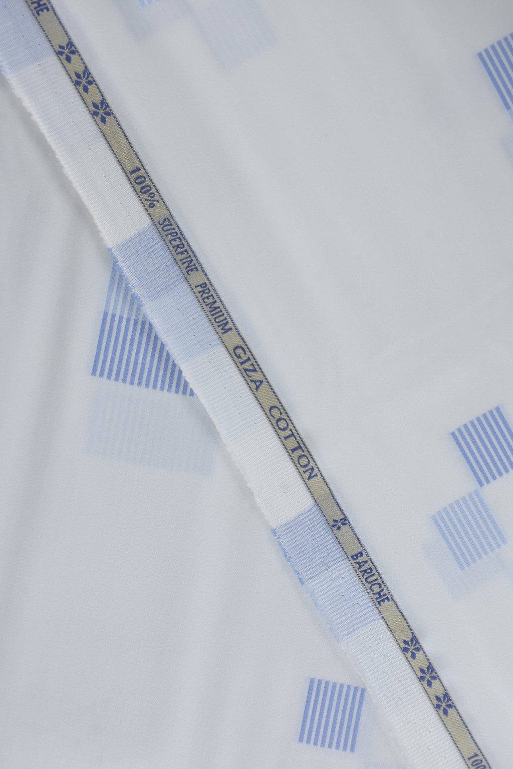 Blue Geometric Linear Blocks White Shirt
