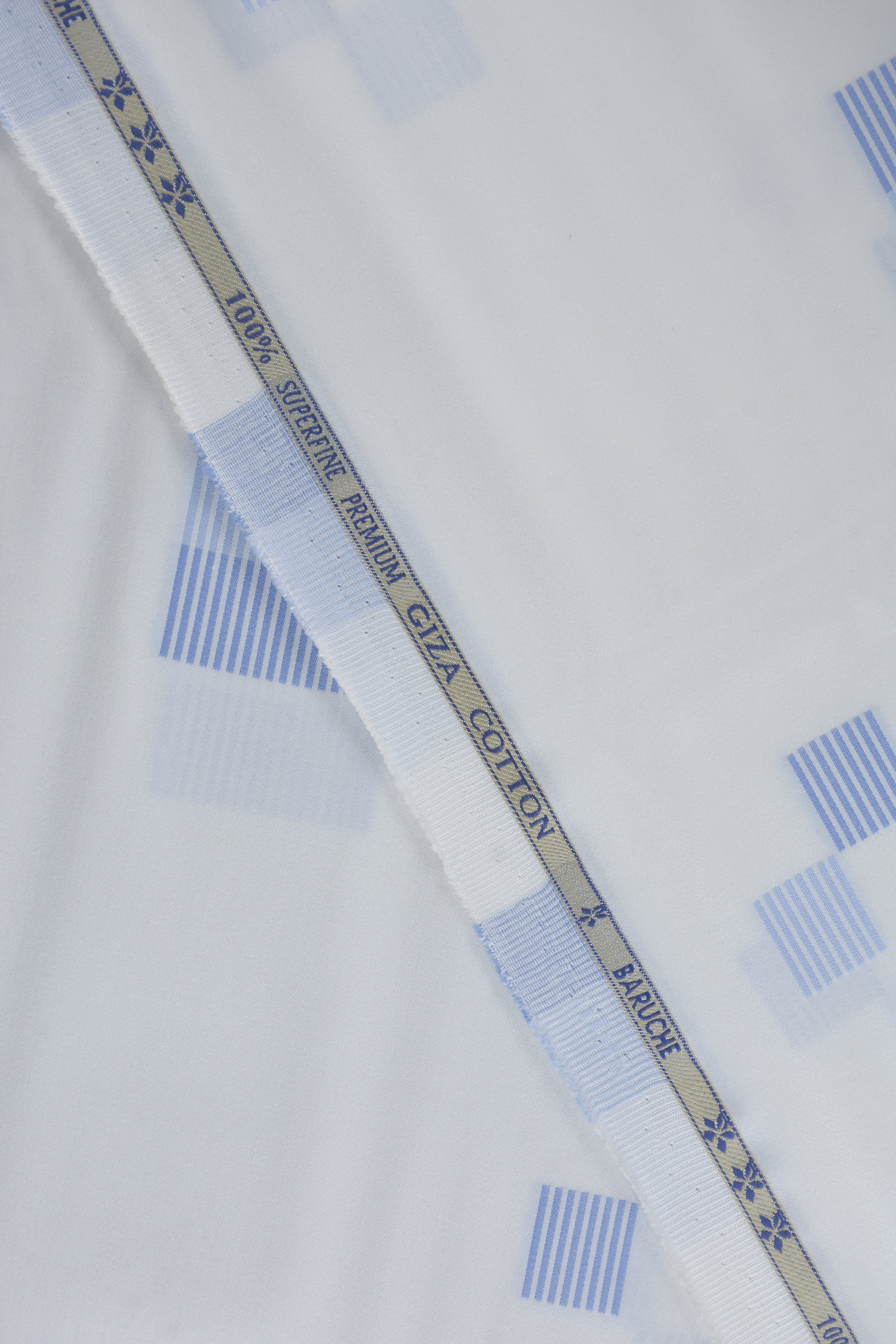 Blue Geometric Linear Blocks White Shirt