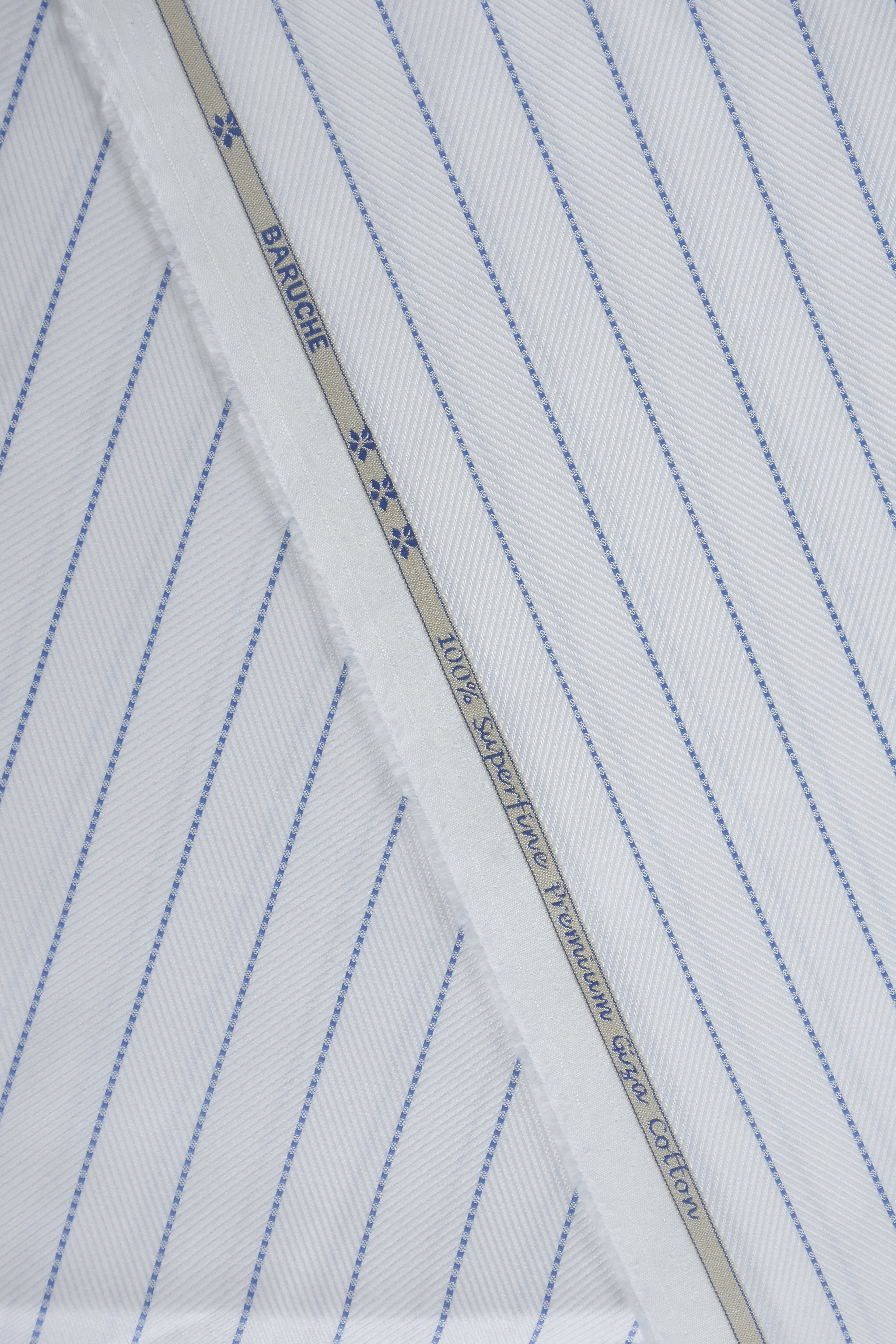 Textured Blue Dotted Vertical Stripes White Shirt