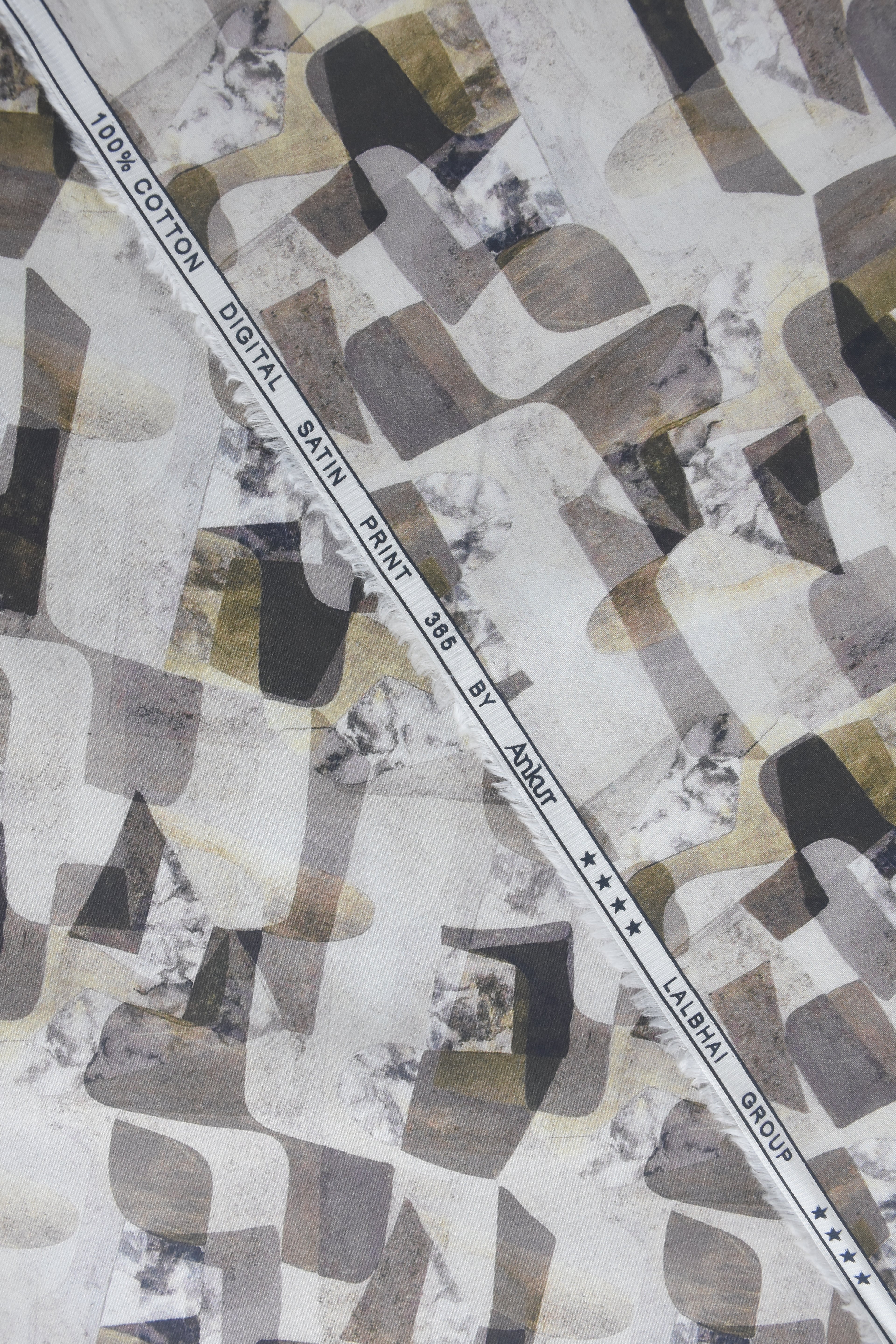 Abstract Earth-Toned Stone Mosaic Off-White Shirt