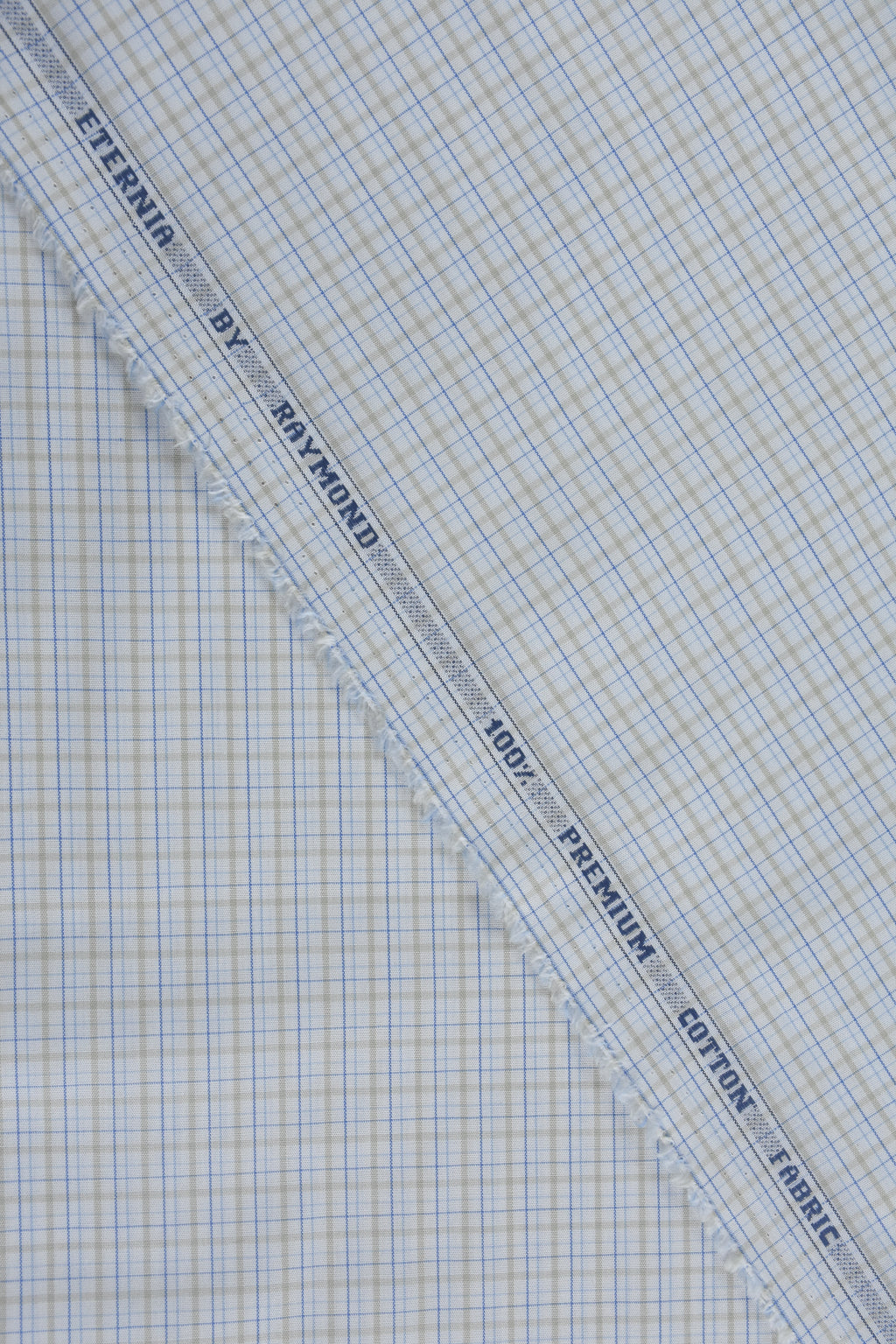 Blue and Beige Micro-Check Plaid Shirt