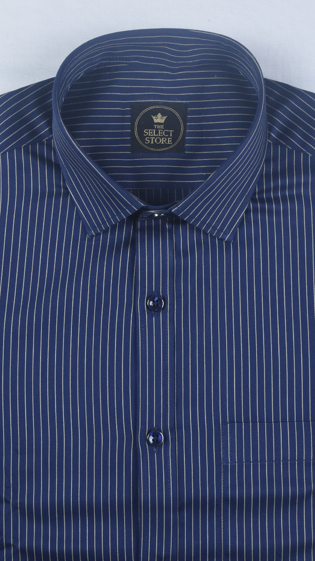 Executive White Pinstripe Dark Blue Shirt