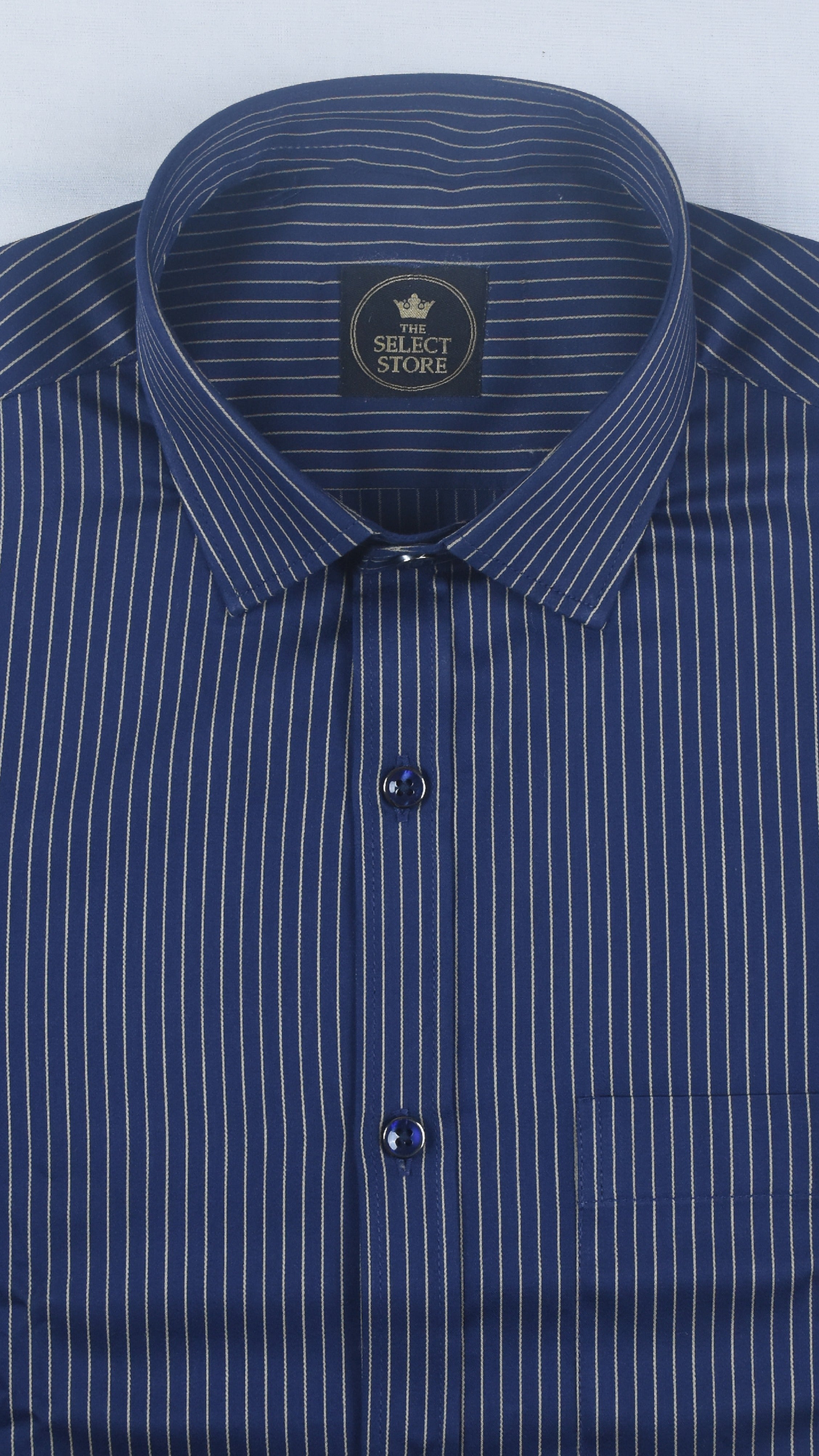 Executive White Pinstripe Dark Blue Shirt
