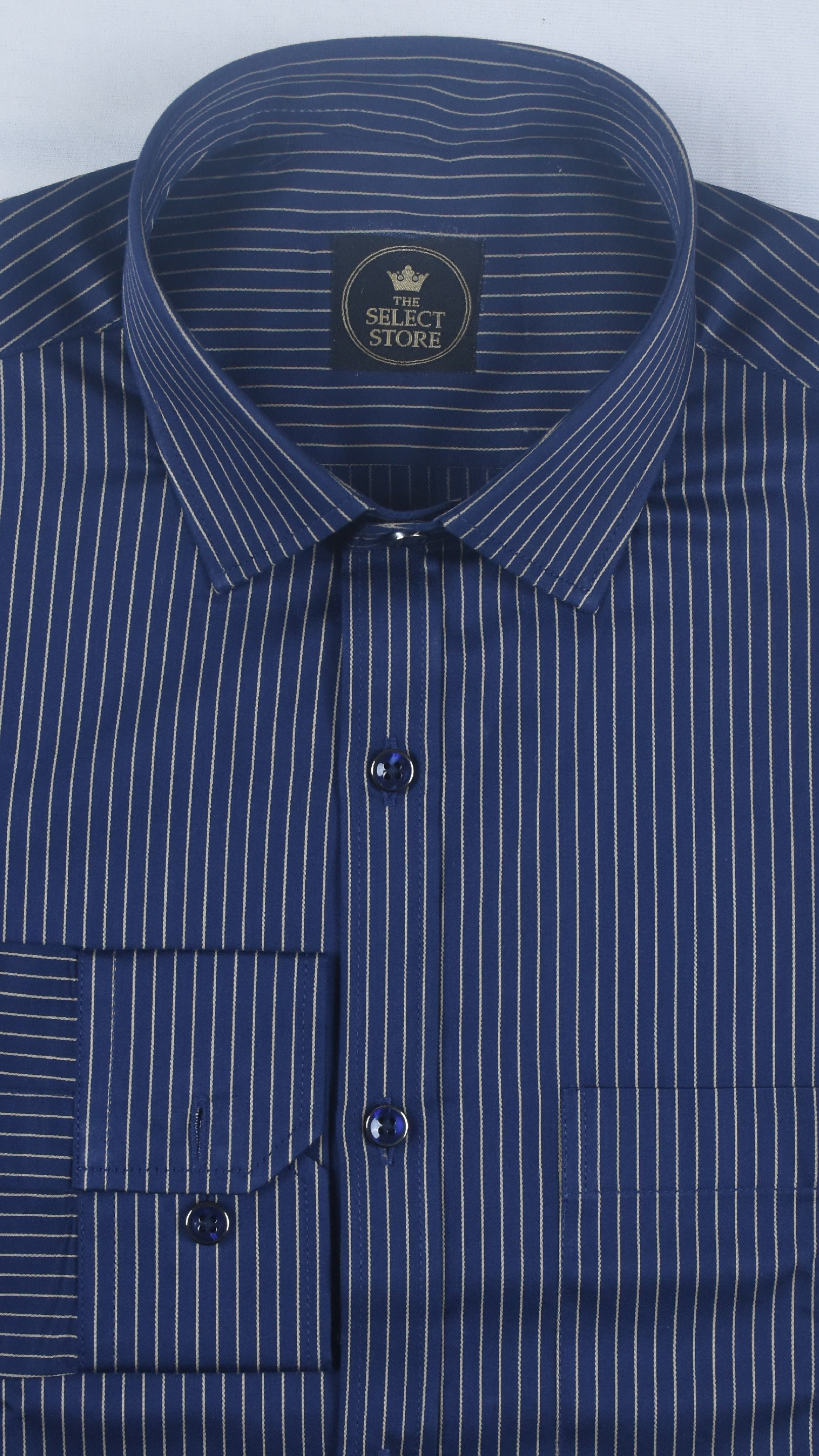 Executive White Pinstripe Dark Blue Shirt