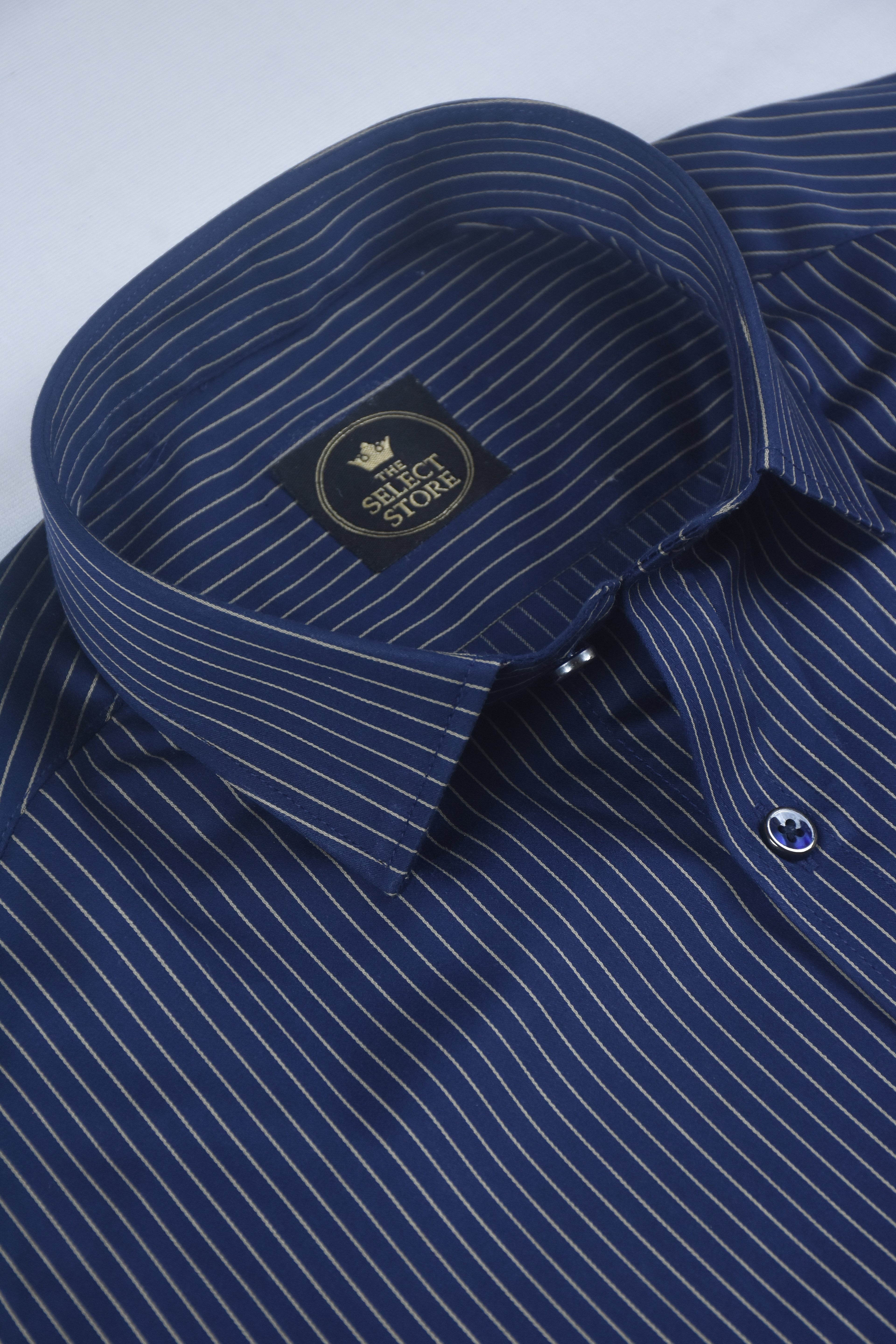 Executive White Pinstripe Dark Blue Shirt