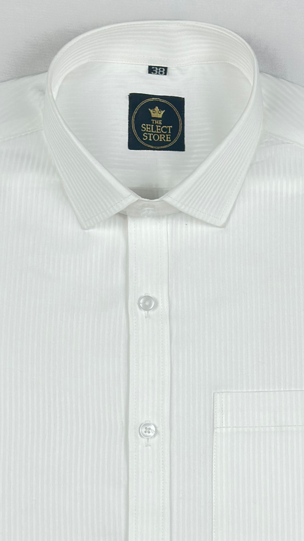 Premium Self-Stripe White Shirt