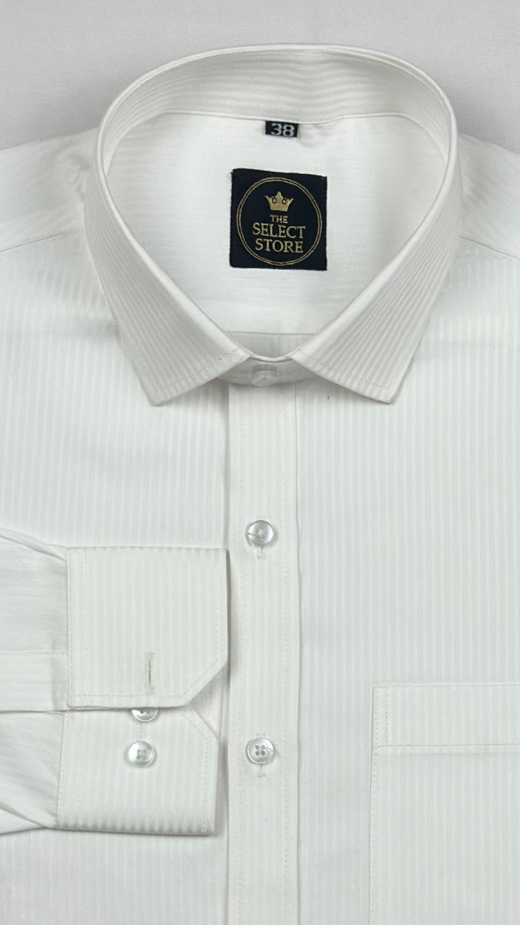 Premium Self-Stripe White Shirt