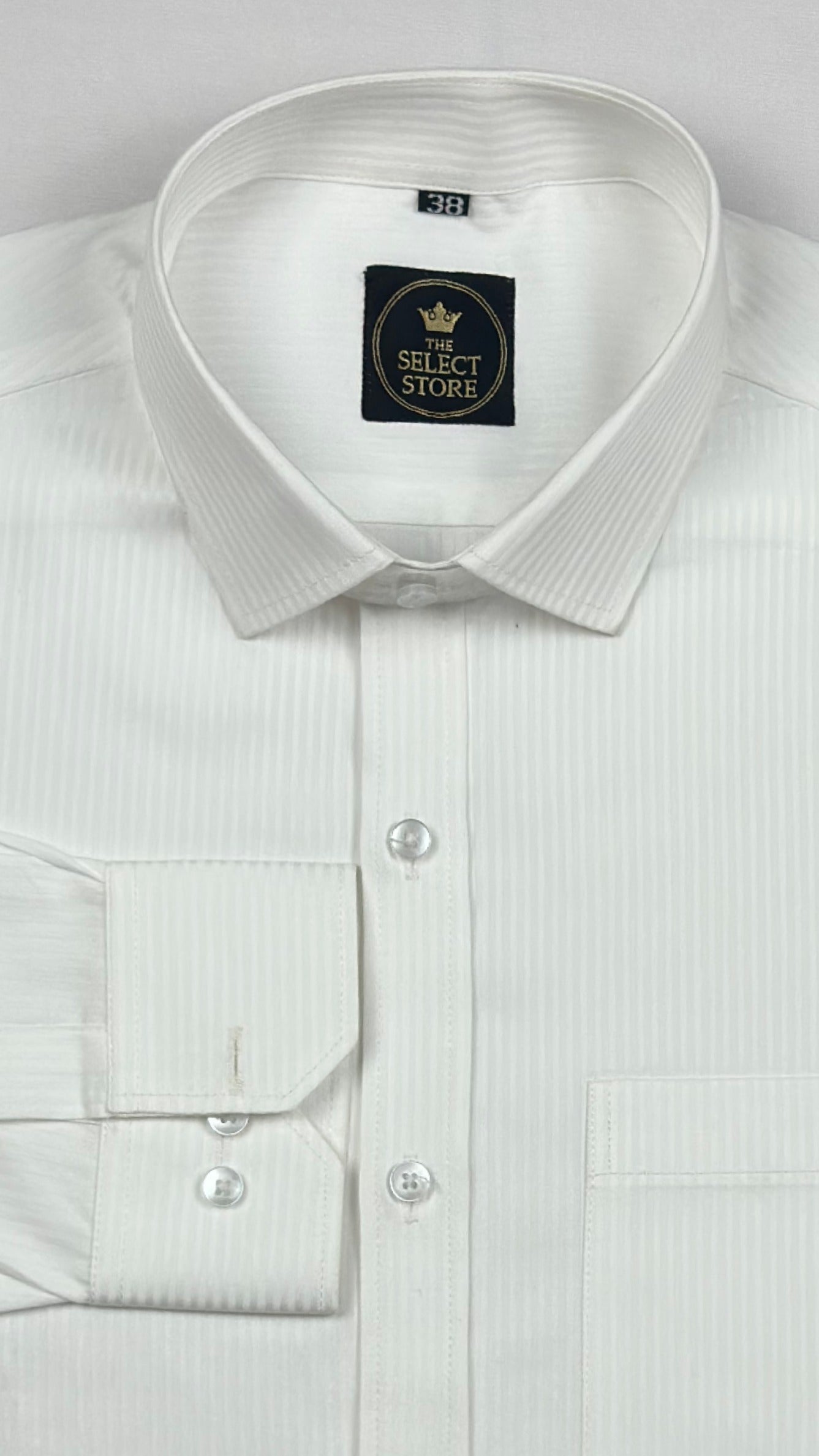 Premium Self-Stripe White Shirt