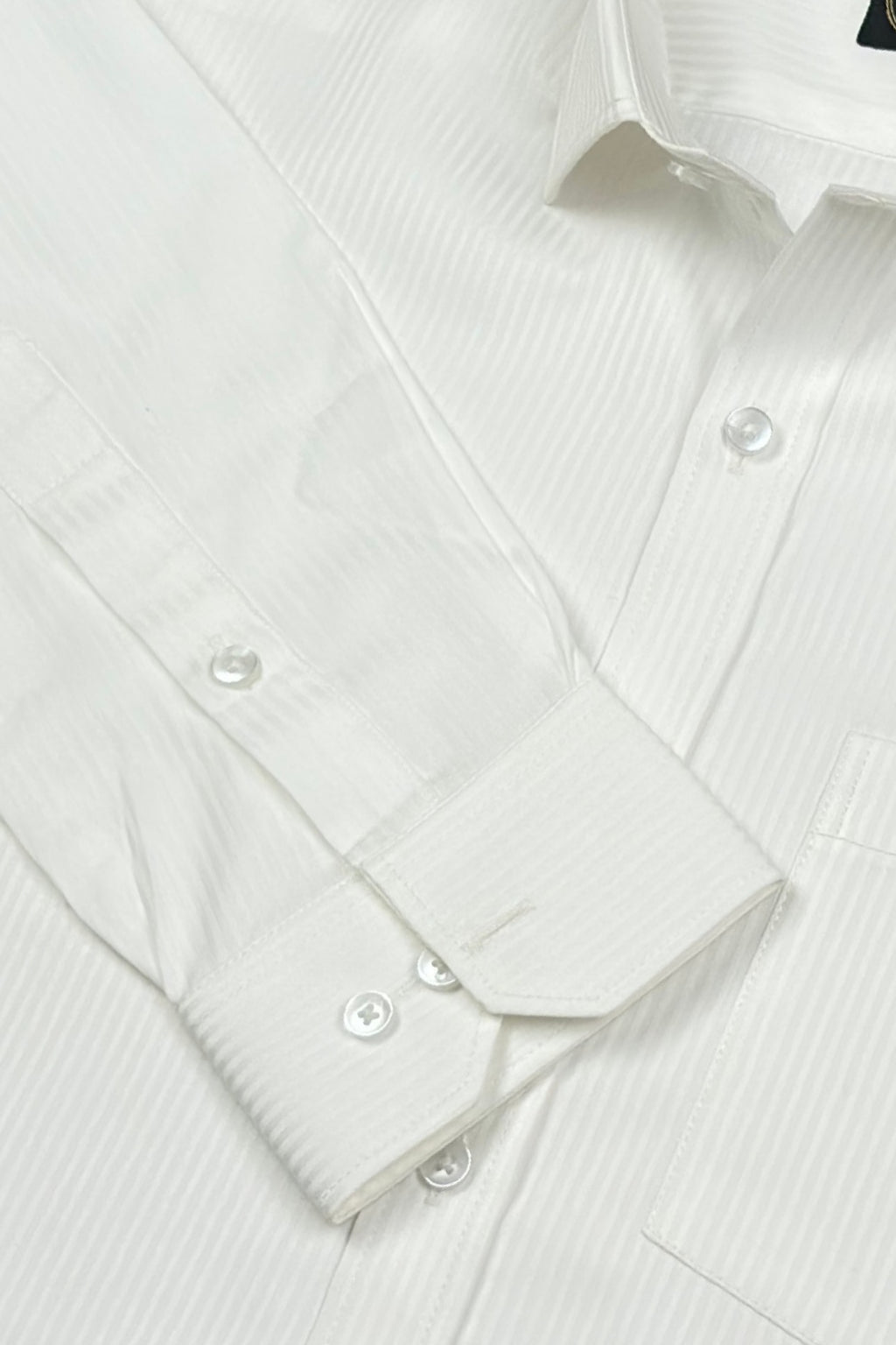 Premium Self-Stripe White Shirt
