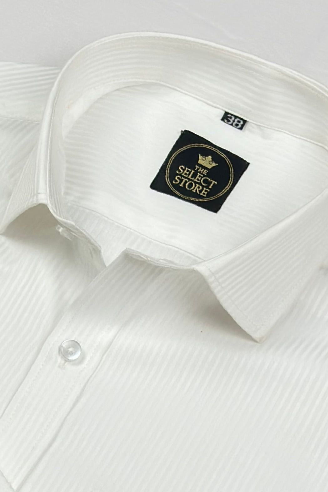 Premium Self-Stripe White Shirt