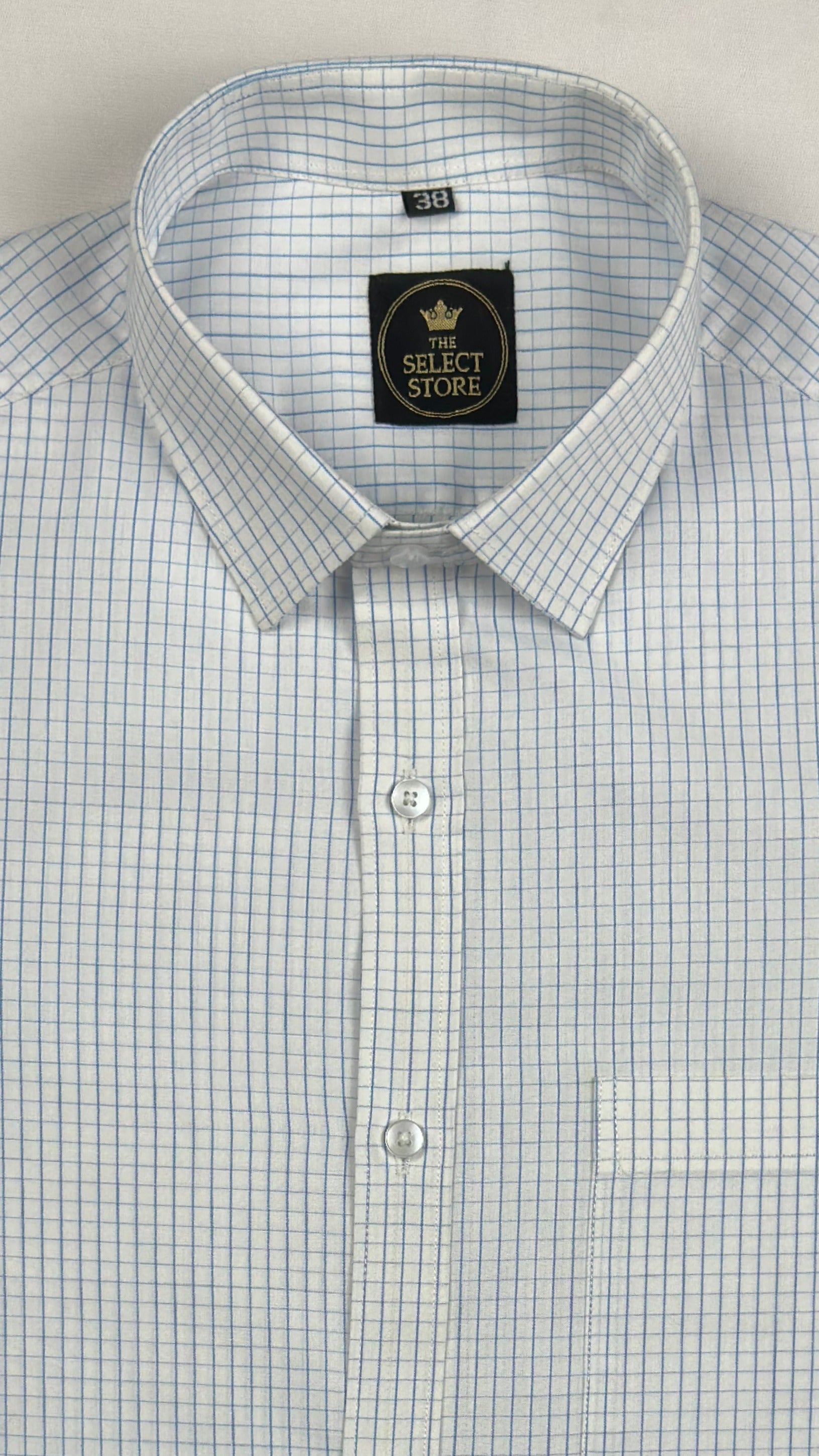 Fine Grid Blue Check Shirt